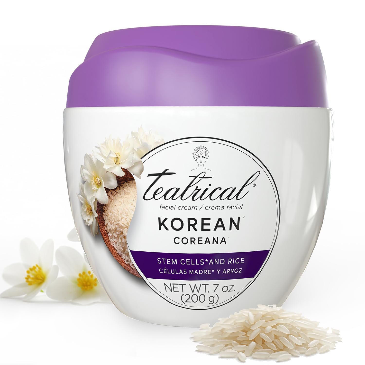 TEATRICAL Korean Facial Cream with Stem Cells and Rice, Face Moisturizer for Women, Korean Skincare Moisturizer for Hydration and Even Tone, Paraben-Free Non-Greasy Formula, 7 oz
