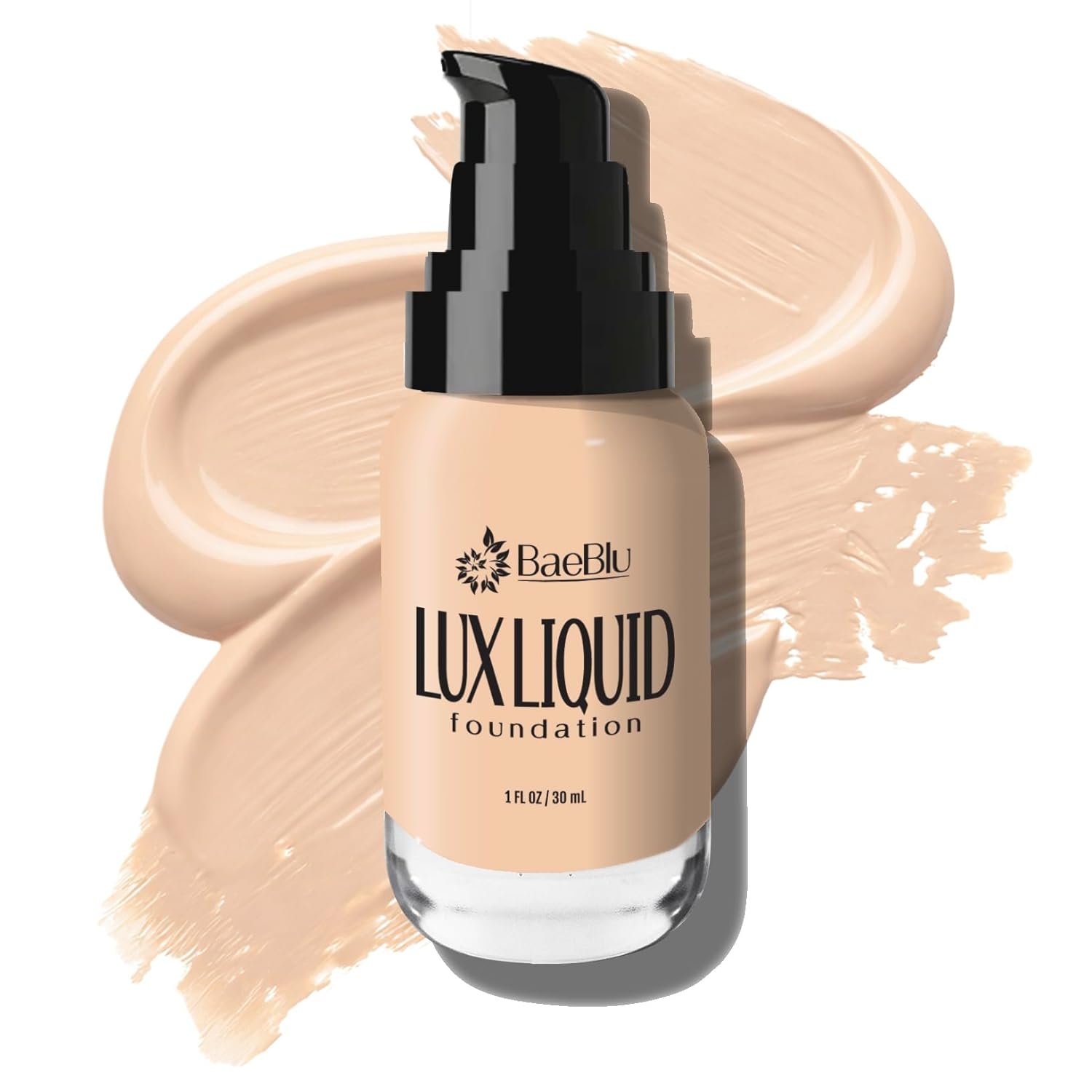 BaeBlu LUX Organic Liquid Foundation Makeup – 100% Natural Medium Coverage with Natural Finish – Vegan & Gluten-Free for All Skin Types, 1 fl oz, Vanilla