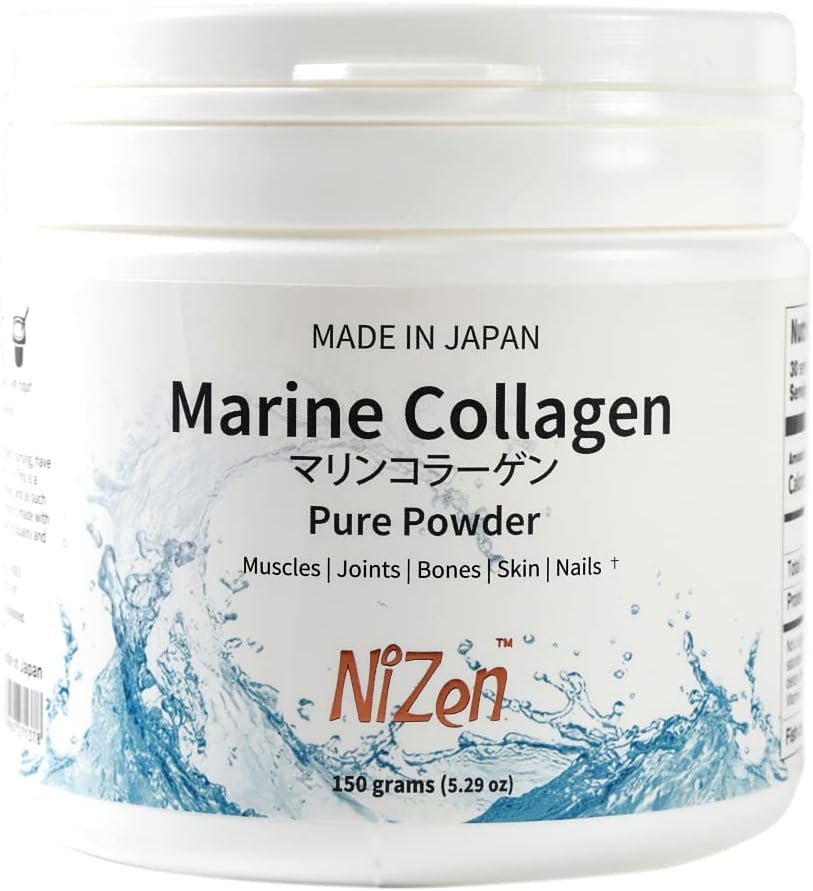 Nizen Marine Collagen Pure Powder, Hydrolyzed Peptides Easy-to-Digest Amino Acids Supplement. Unflavored. Non-Clumping. Made in Japan. 5.29oz
