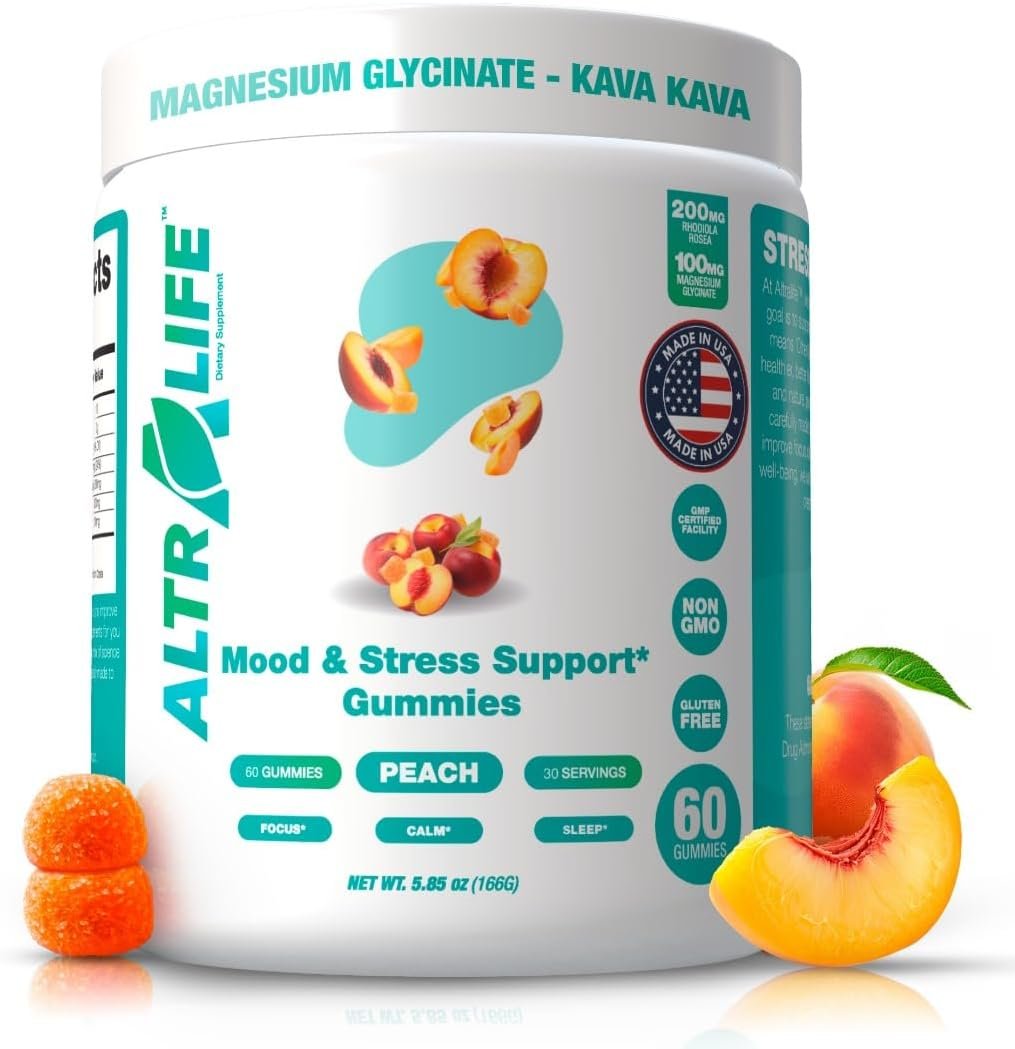 ALTRALIFE Kava Kava Gummies – Stress Relief Supplement with Magnesium Glycinate, Rhodiola Rosea, Holy Basil – 30 Servings for Calm Mood, Focus & Sleep Support – Cortisol Supplements for Women and Men