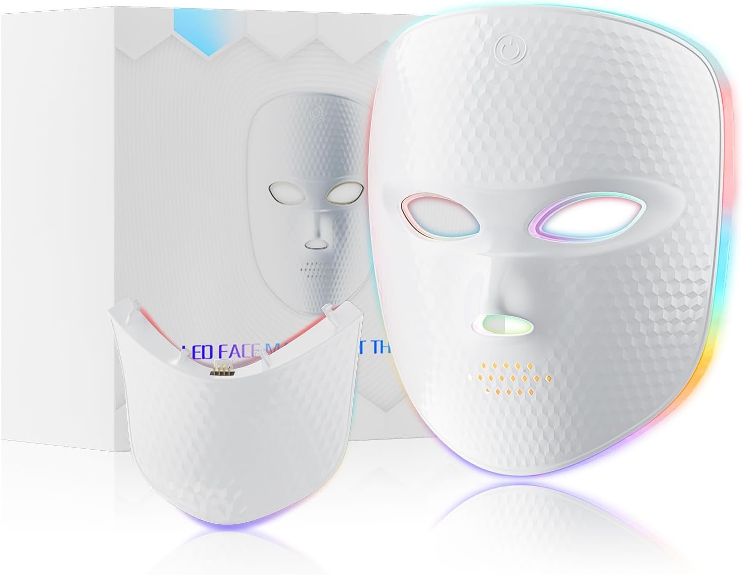 Red Light Therapy for Face Cordless LED Face Mask Light Therapy,USB Rechargeable,Red Mask for Home Working Travel Yoga Sleep LED Silicone mask