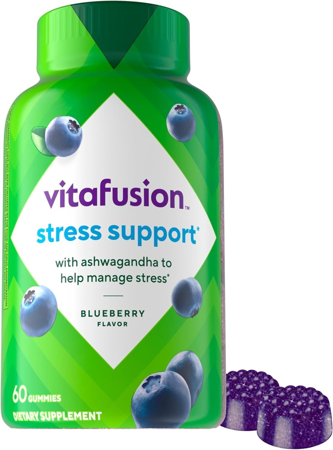 Vitafusion Ashwagandha Gummies –Clinically Shown Adaptogen Sensoril Ashwagandha 125mg Per Serving – Help Manage Stress – Chewable Gummy Vitamins/ Alternative to Liquid Capsules Drops Powder, 60 Count