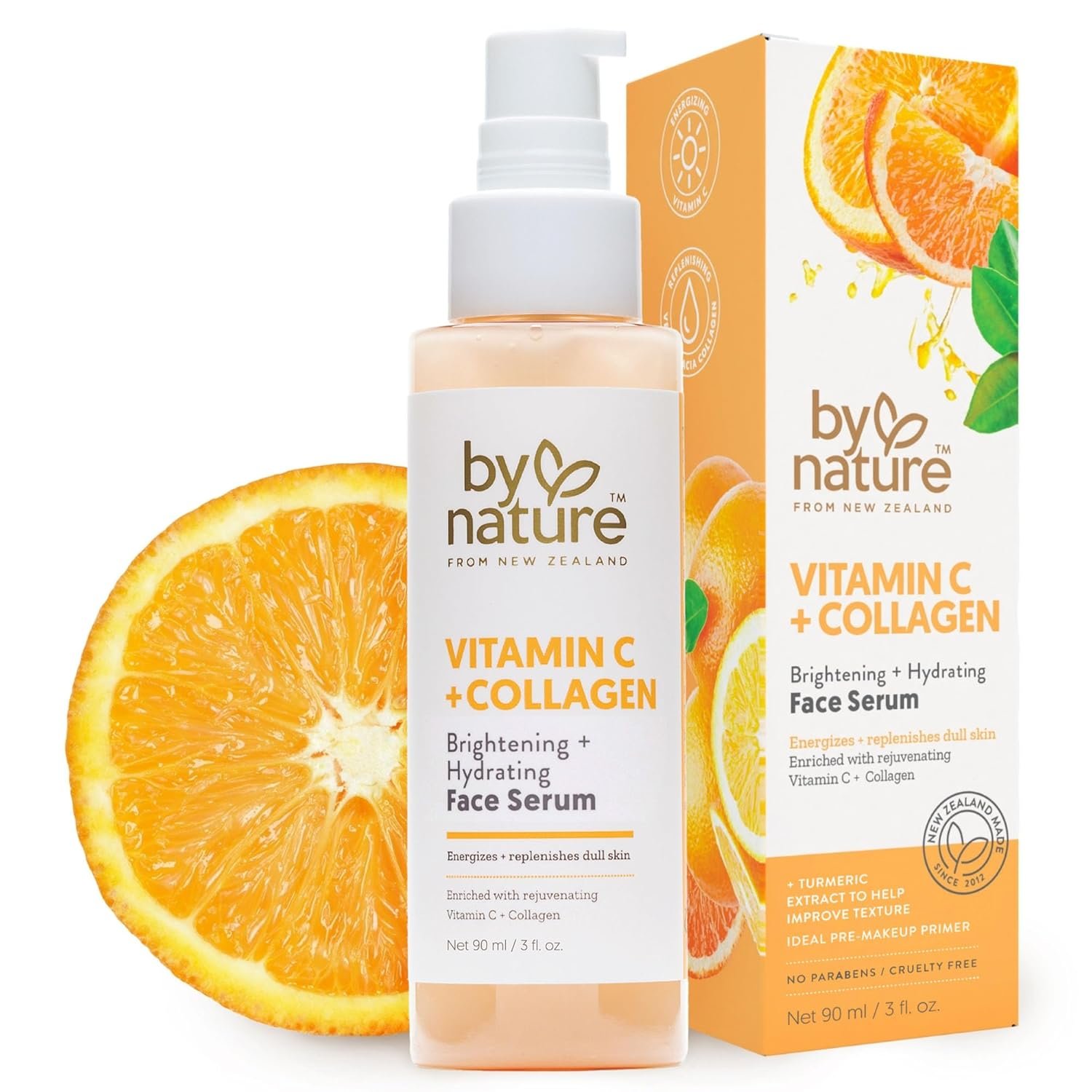 By Nature Vitamin C + Collagen Face Serum – Restore and Energize Tired Skin with Vitamin C, Plumping Collagen, Plus Texture Enhancing Turmeric – Premium Skin Care Serum for Face – 3fl. oz.