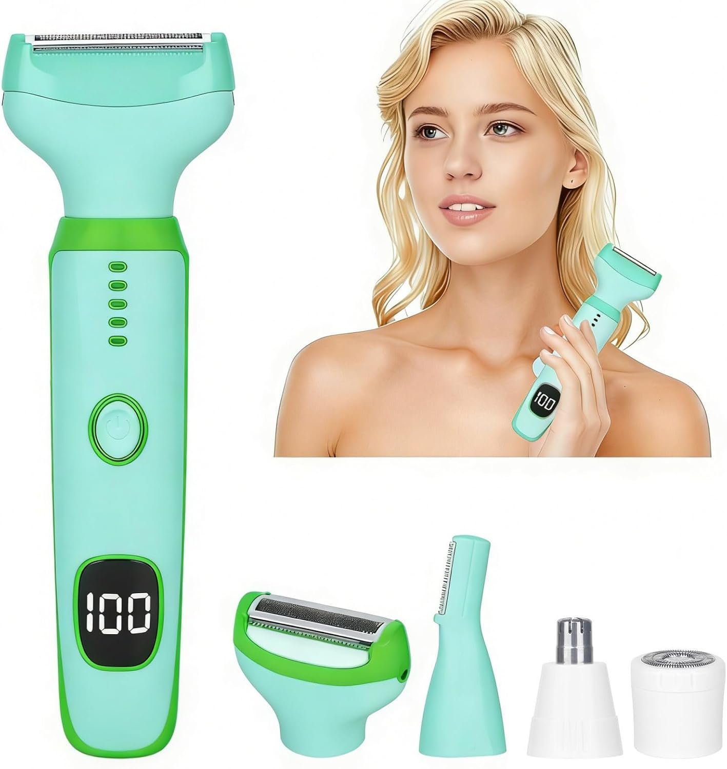 2026 Led Display Electric Razor,Beauty Women’s Wet & Dry Electric Shaver, Painless 4 in 1 Painless Body Razors,Cordless 3-Blade Ladies Shaver for Legs, Arm, Underarms, Bikini (Red)