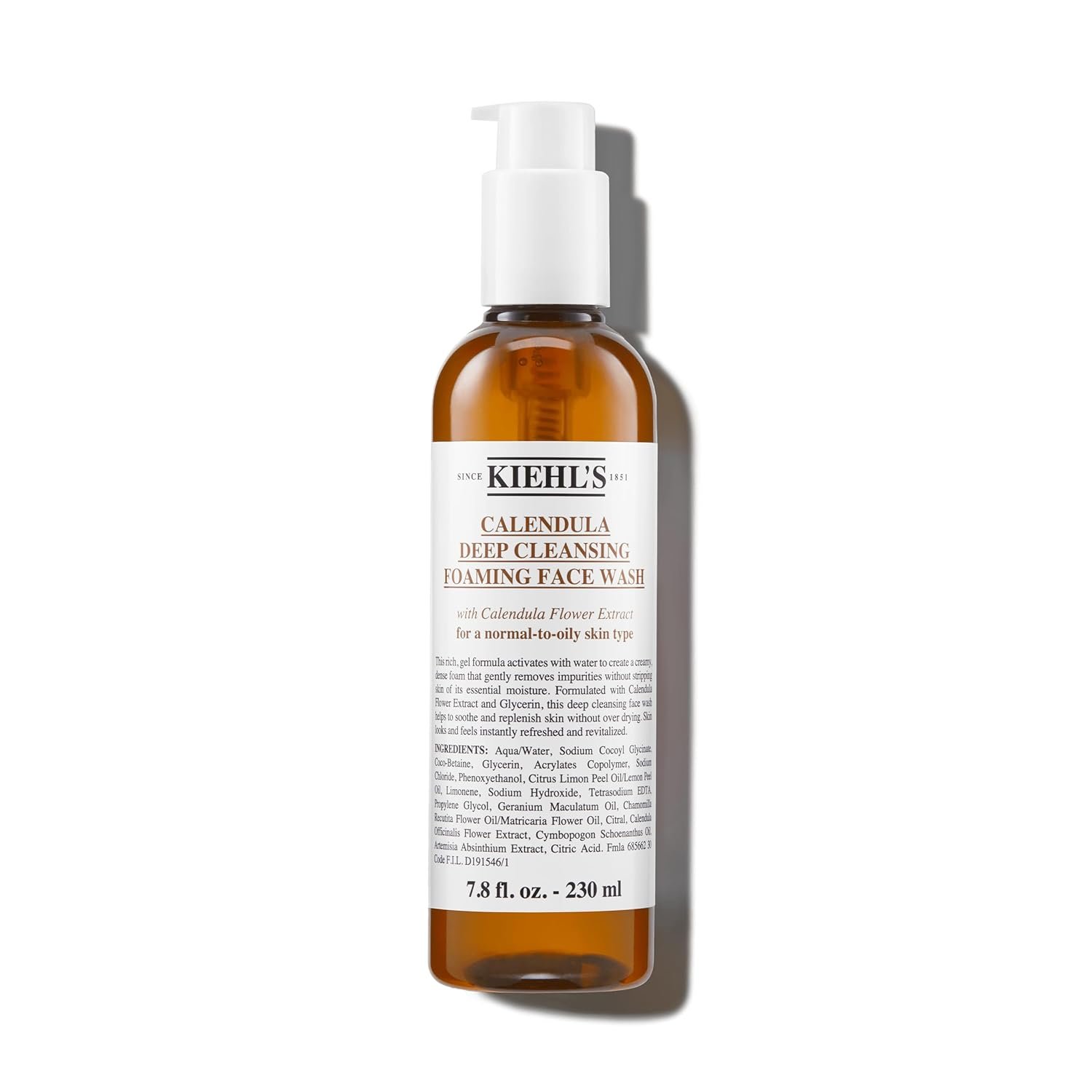 Kiehl’s Calendula Deep Cleansing Face Wash, Balances Skin While Gently Removing Impurities, Soothing and Refreshing, Boosts Moisture Barrier for Soft-Feeling Skin, Paraben and Sulfate Free