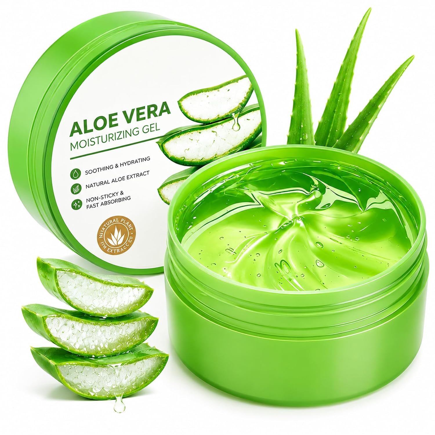 firstfly Natural Aloe Vera Gel for Face and Body, Organic Moisturizing Cream, Soothing and Hydrating Cooling Lotion for Travel and Self-Care, Non-Sticky Daily Moisturizer for All Skin Types,300ML