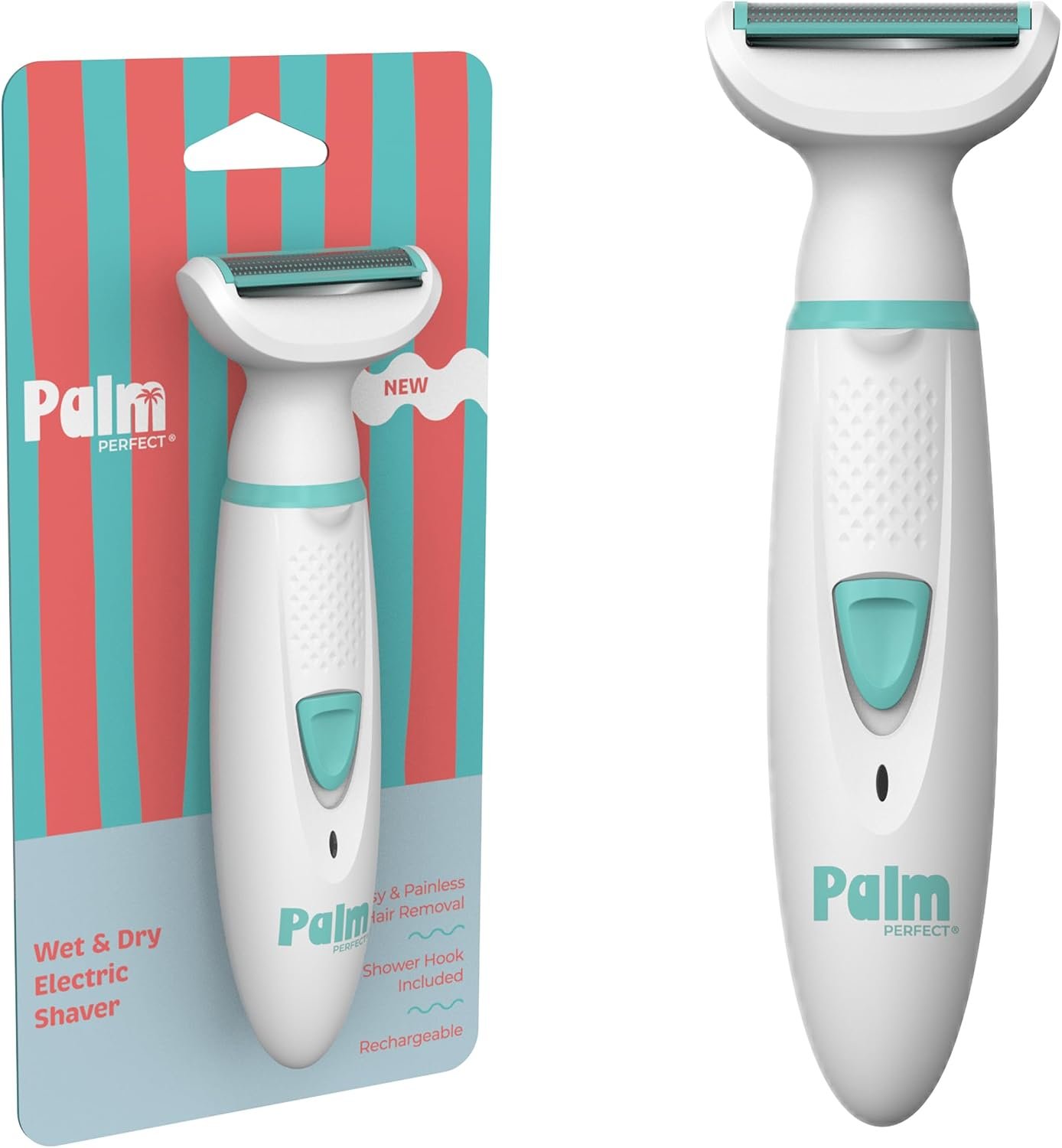 PalmPerfect Rechargeable Shaver for Women – Waterproof Electric Razor with Built-in LED Light – Includes Space-Saving Shower Wall Mount and USB Charging Cable – Safe for All Body Parts