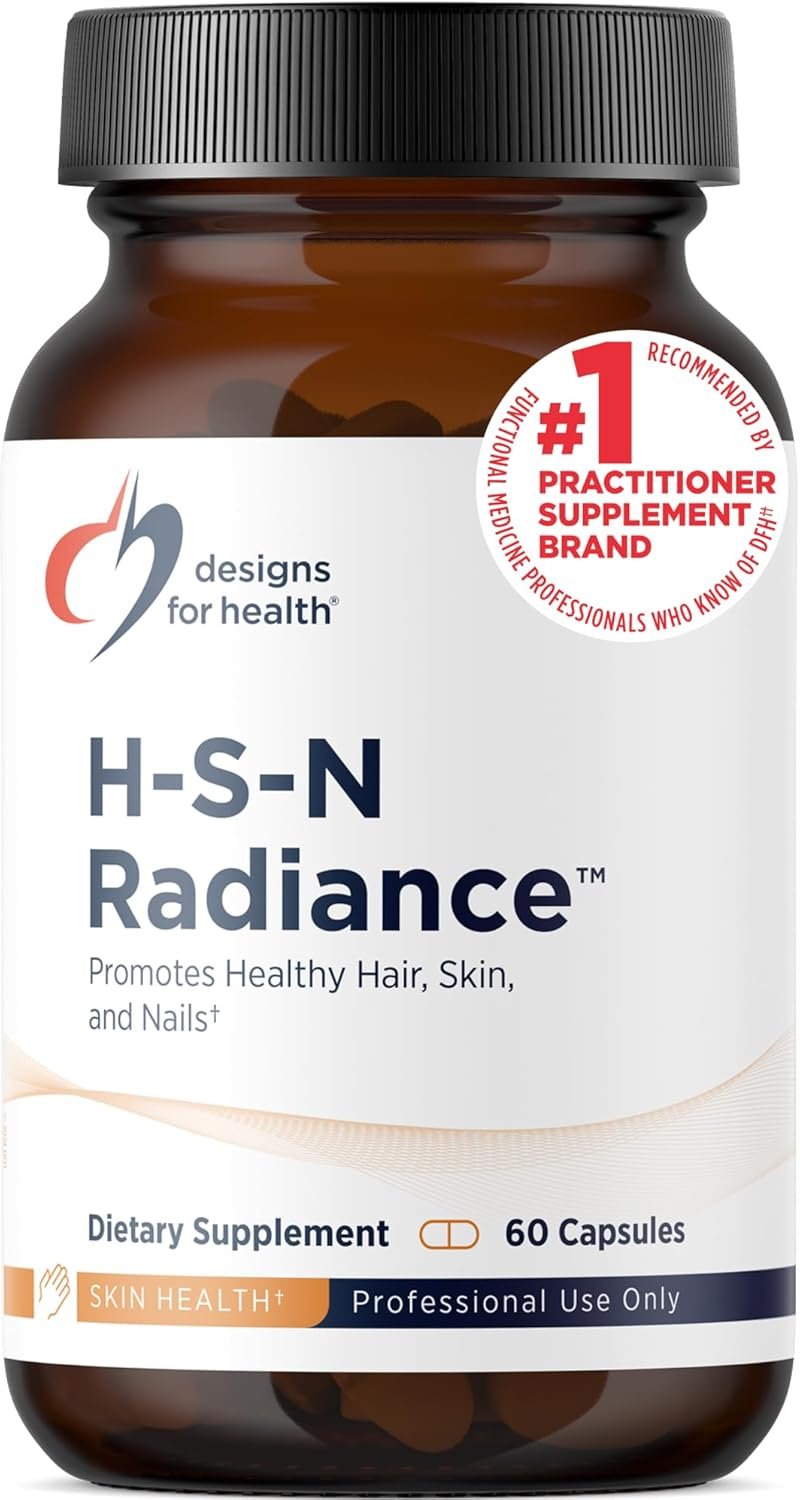 Designs for Health H-S-N Radiance – Hair Skin Nails Vitamins for Women and Men – Promote Healthy Hair, Skin Elasticity & Strong Nails with Vitamin C, Biotin, Keratin & Botanicals (60 Capsules)