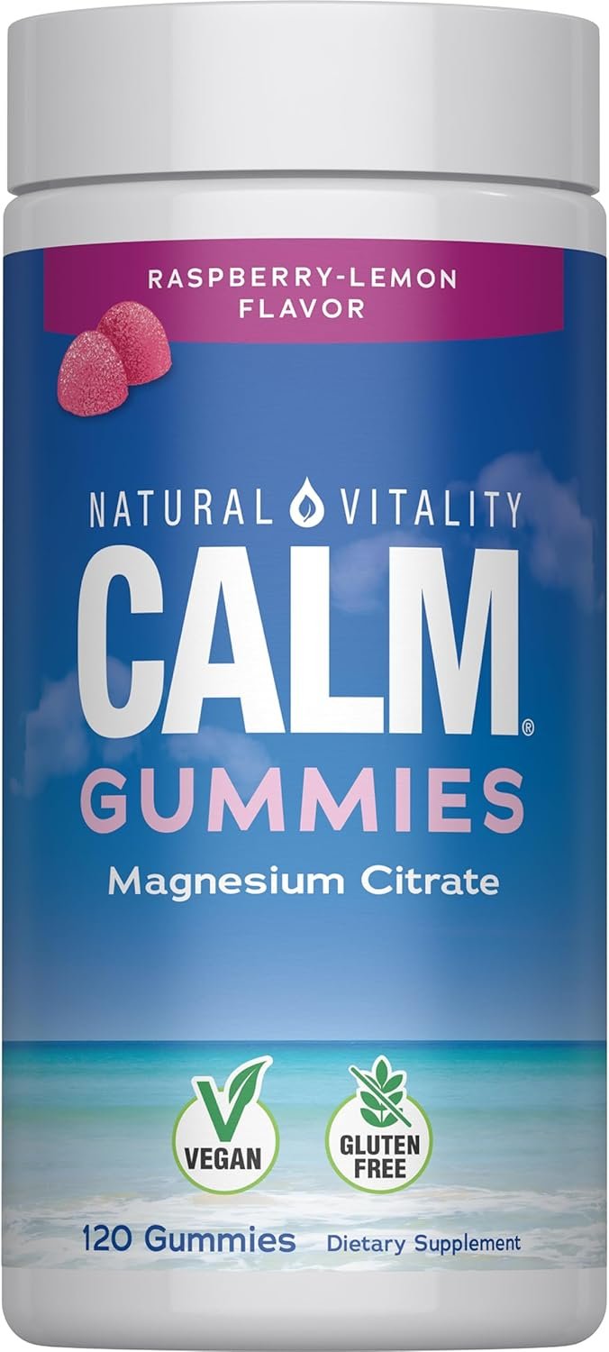 Natural Vitality Calm Magnesium Gummies | 330mg Per Serving | Raspberry Lemon Flavored Supplement | Gluten-Free & Vegan | 120 Count