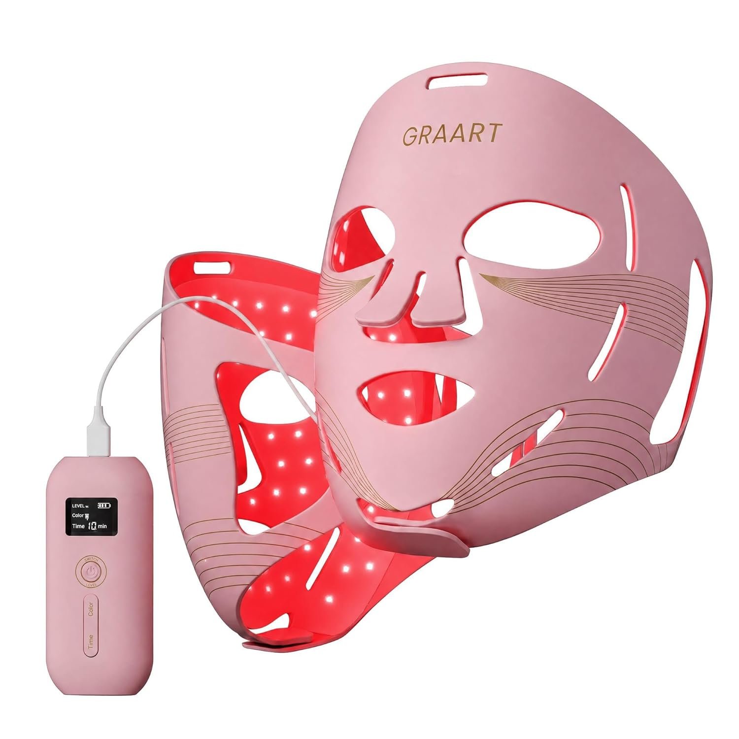Red Light Therapy for Face & Jawline-FDA Cleared 4D Face Mask with 324 LEDs,6 Modes (Red/Blue/Infrared) |Cordless for Home & Travel | Skincare Gifts for Women- Anti Aging LED Mask-Firm,Glowing Skin