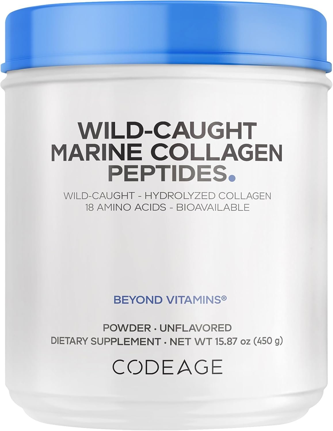 Codeage Marine Collagen Powder – Wild-Caught Hydrolyzed Fish Collagen Peptides – Type 1 & 3 Collagen Protein Supplement – Amino Acids for Skin, Hair, Nails – Paleo Friendly, Non-GMO, 15.87 Ounces