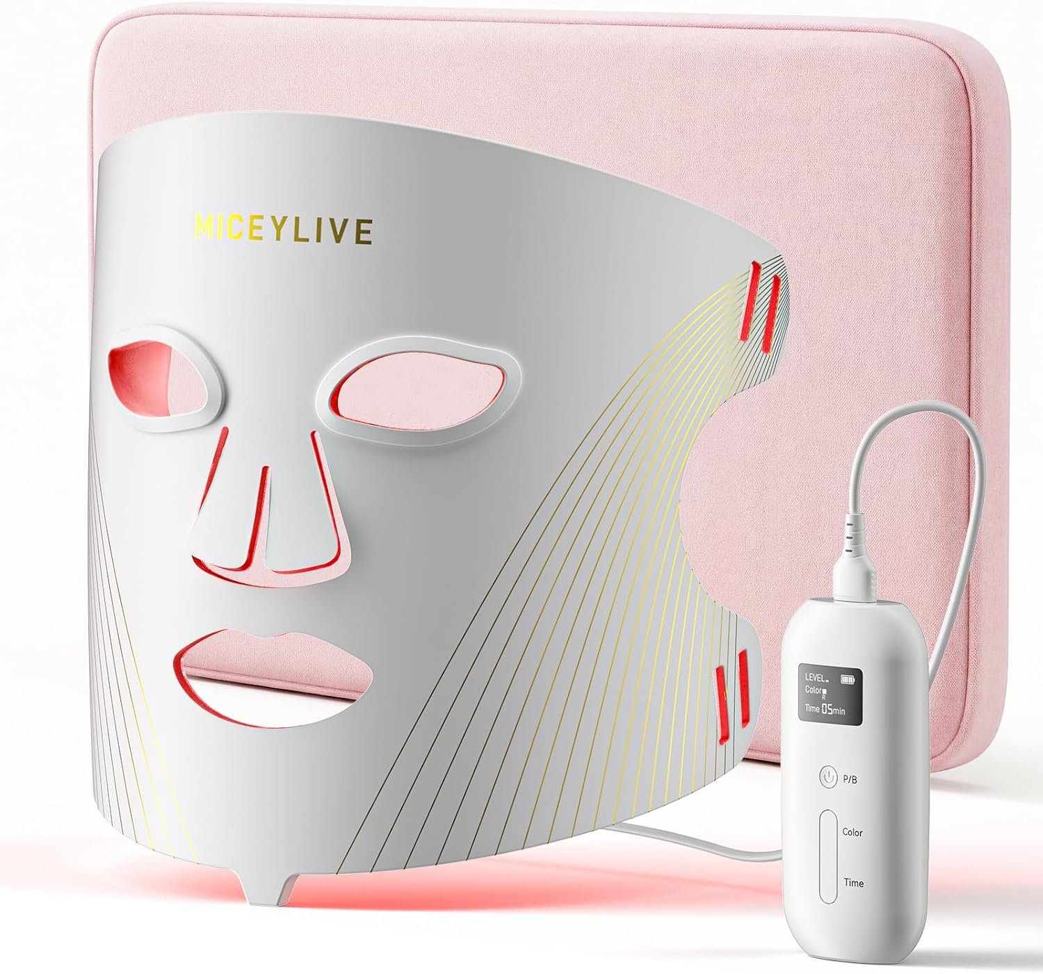 Red Light Therapy for Face with 432 LEDs & 3 Wavelengths (Red, Blue, NIR) – Targeting Wrinkles & Acne at Home, with Travel Bag & Eye Masks for Easy Skincare On The Go, White