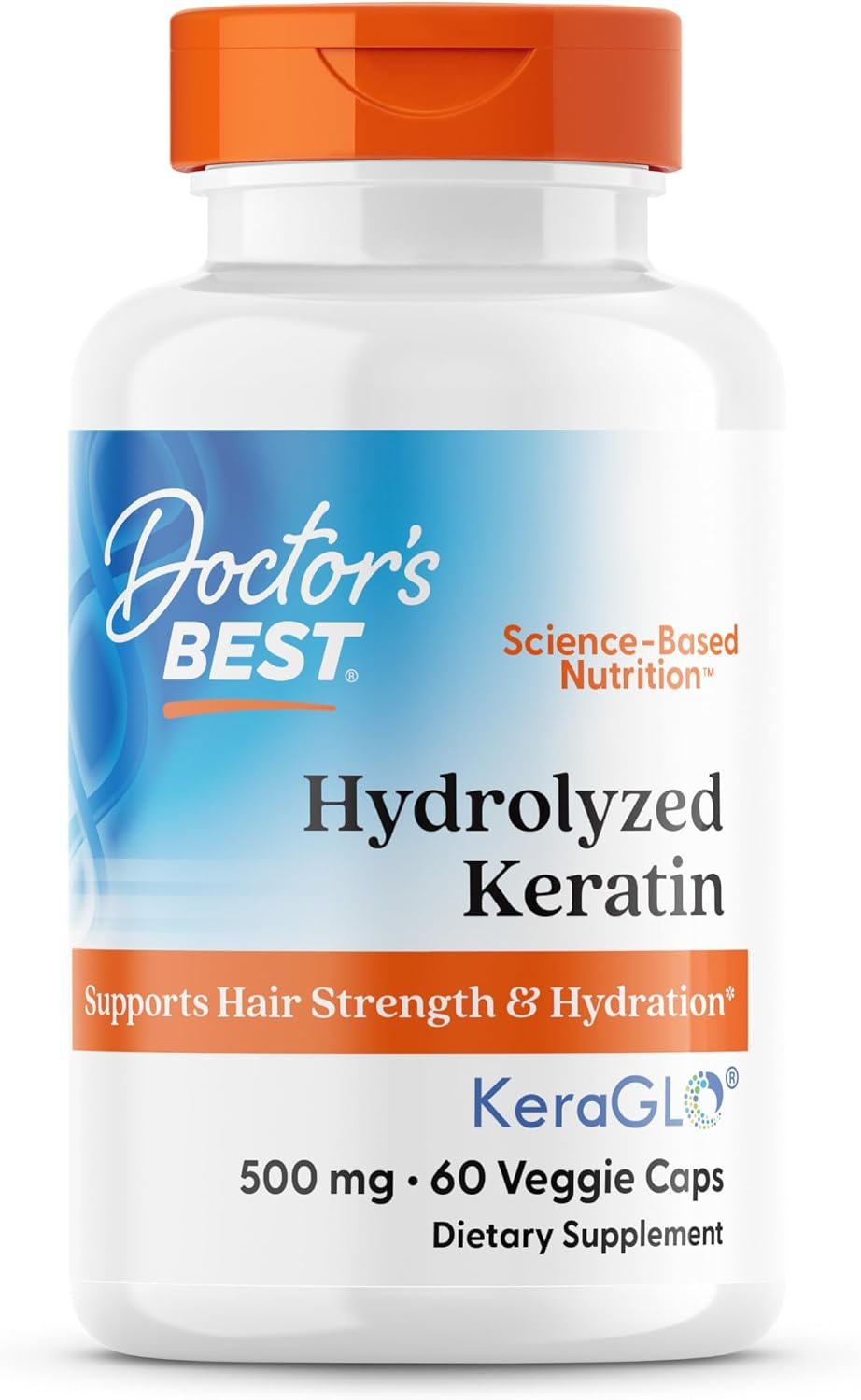 Doctor’s Best Hydrolyzed Keratin Supplement for Women & Men – Keratin 500 mg for Hair Health Support, Helps Protect Hair from Heat Treatment, Non GMO & Gluten Free Capsules – 60 Veg Caps