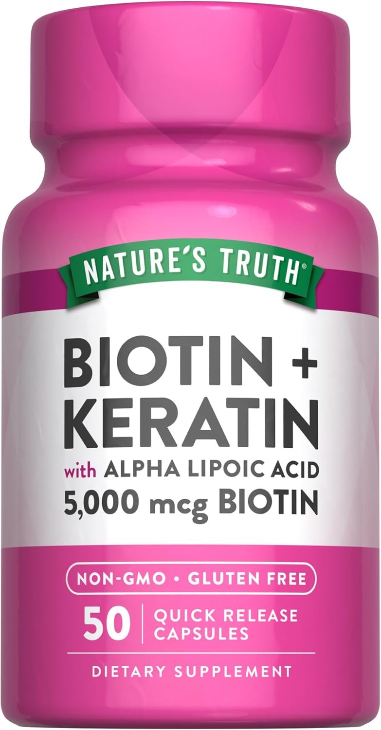 Nature’s Truth Beauty Complex | 5000 mcg of Biotin | 50 Capsules | with Keratin and Alpha Lipoic Acid | Non-GMO & Gluten Free Supplement