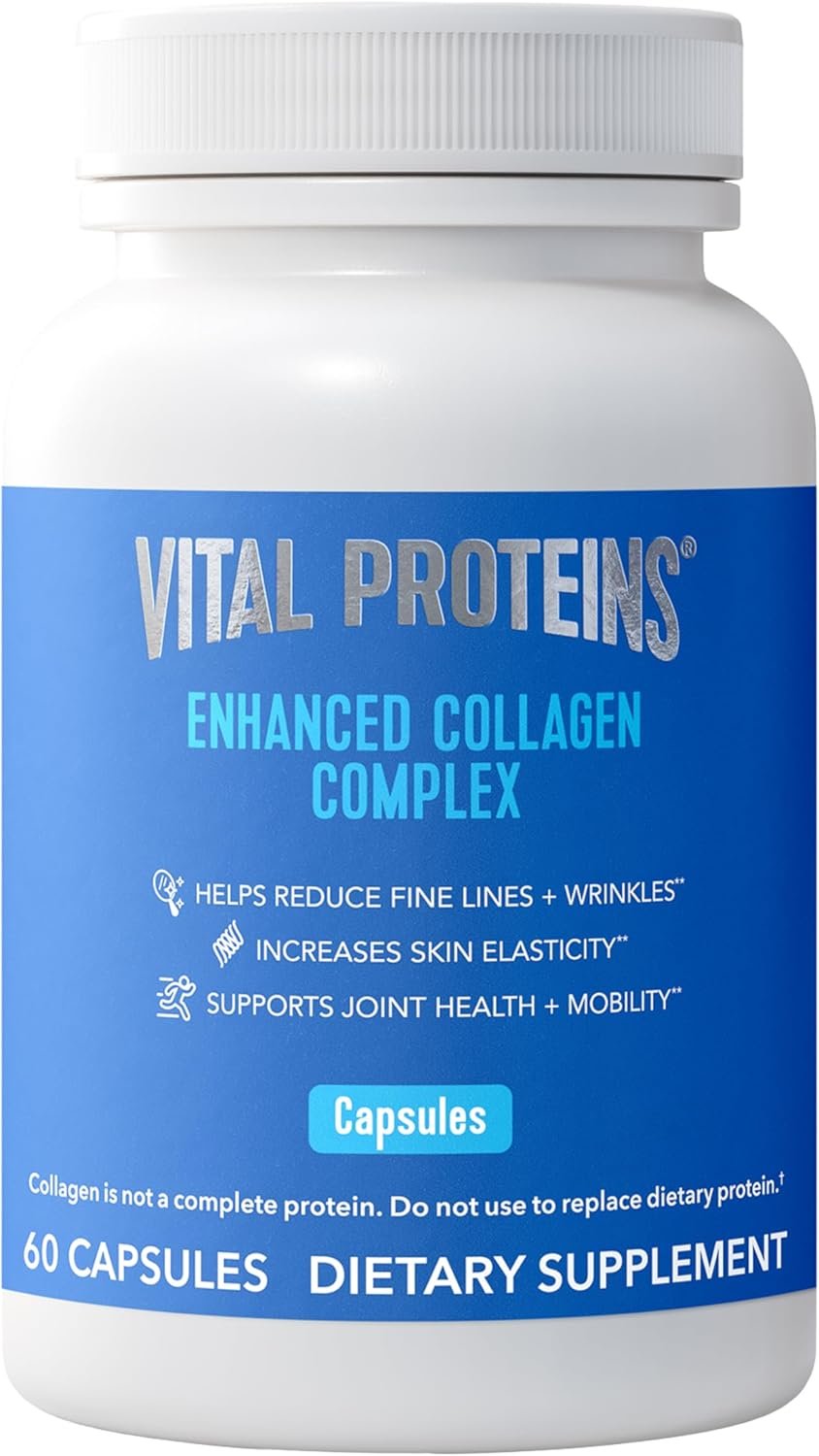 Vital Proteins® Enhanced Collagen Complex Capsules with BioCell Collagen® – Supports Skin Elasticity, Joint Health and Helps Reduce Fine Lines & Wrinkles (1) – 60 Count