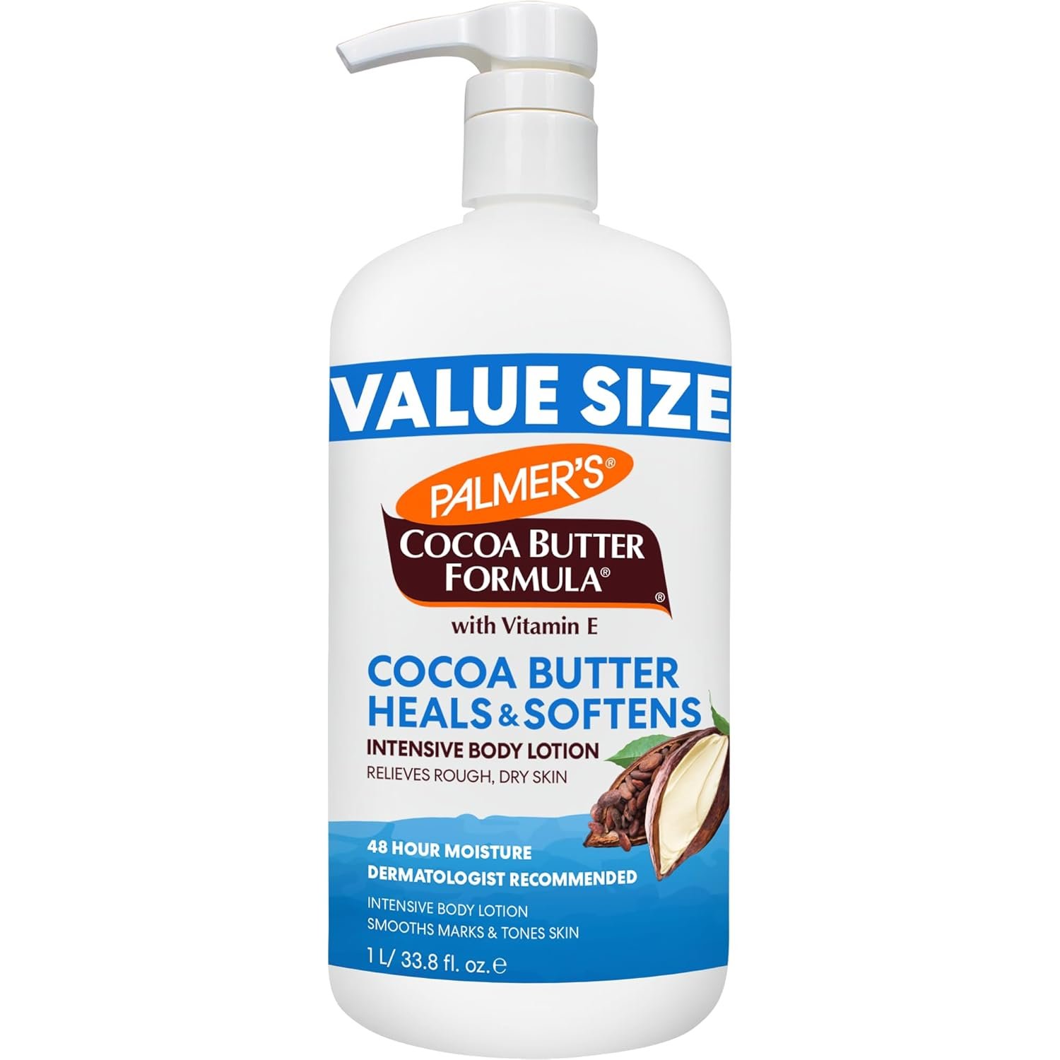 Palmer’s Cocoa Butter Formula Daily Skin Therapy Body Lotion, 33.8 Oz Pump Bottle, Intensive Moisturizer for Dry and Eczema-Prone Skin, Enriched with Vitamin E, Helps Provide 48-Hour Deep Hydration