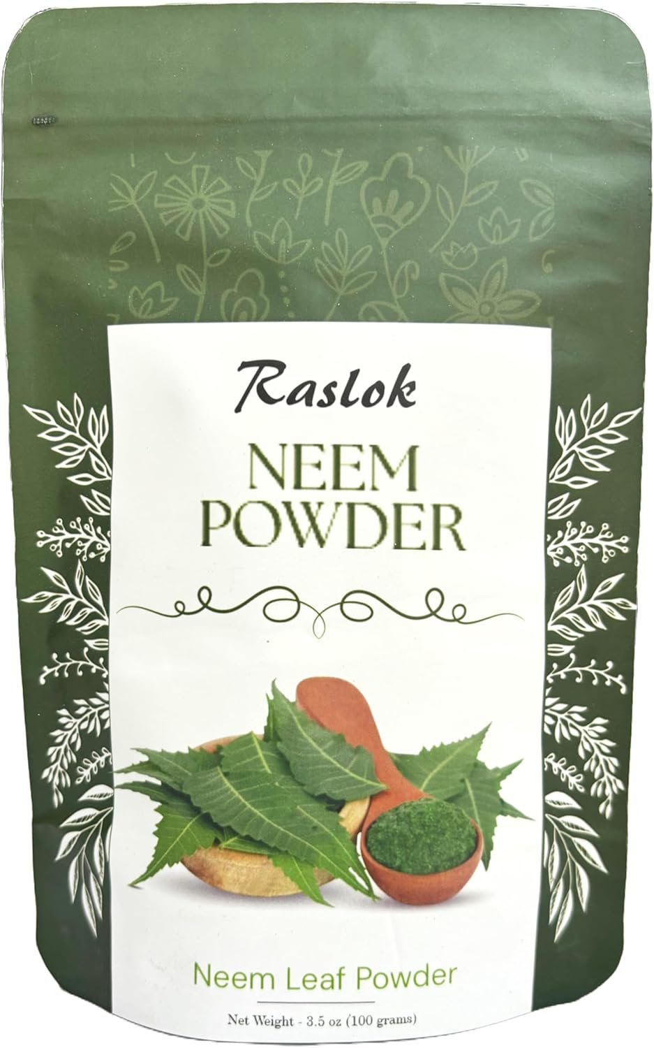 Raslok Neem Powder |100% Pure and Natural Neem Powder | Very Bitter Neem Supplement for Skin,Hair and Detox (3.52 oz)