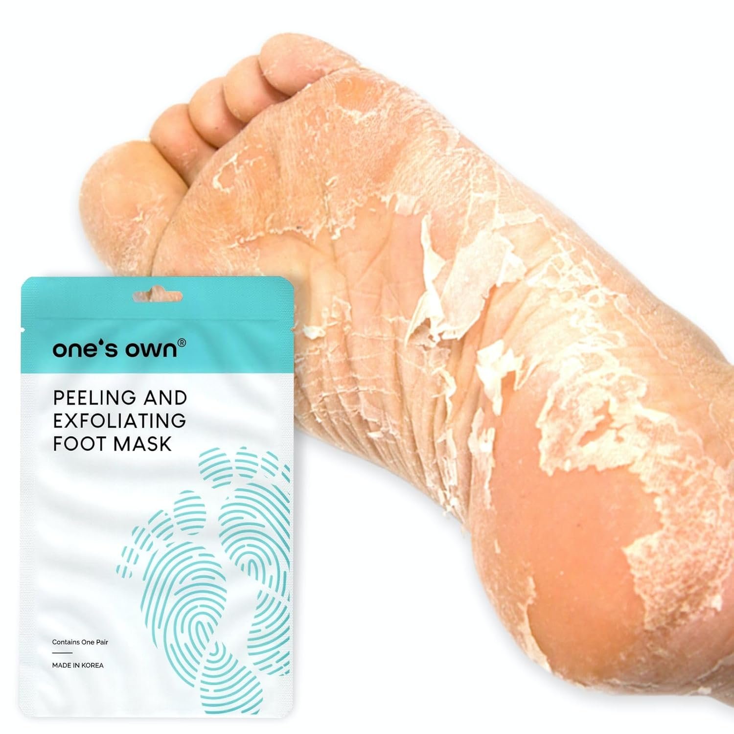 One’s Own Korean Exfoliating Foot Peeling Mask, Moisturizing Foot Mask for Dry Cracked Feet, Feet Exfoliator to Peel Off Dead Skin & Callus Removal for Baby Soft Skin, Cruelty-Free & Safe, 1 Pair