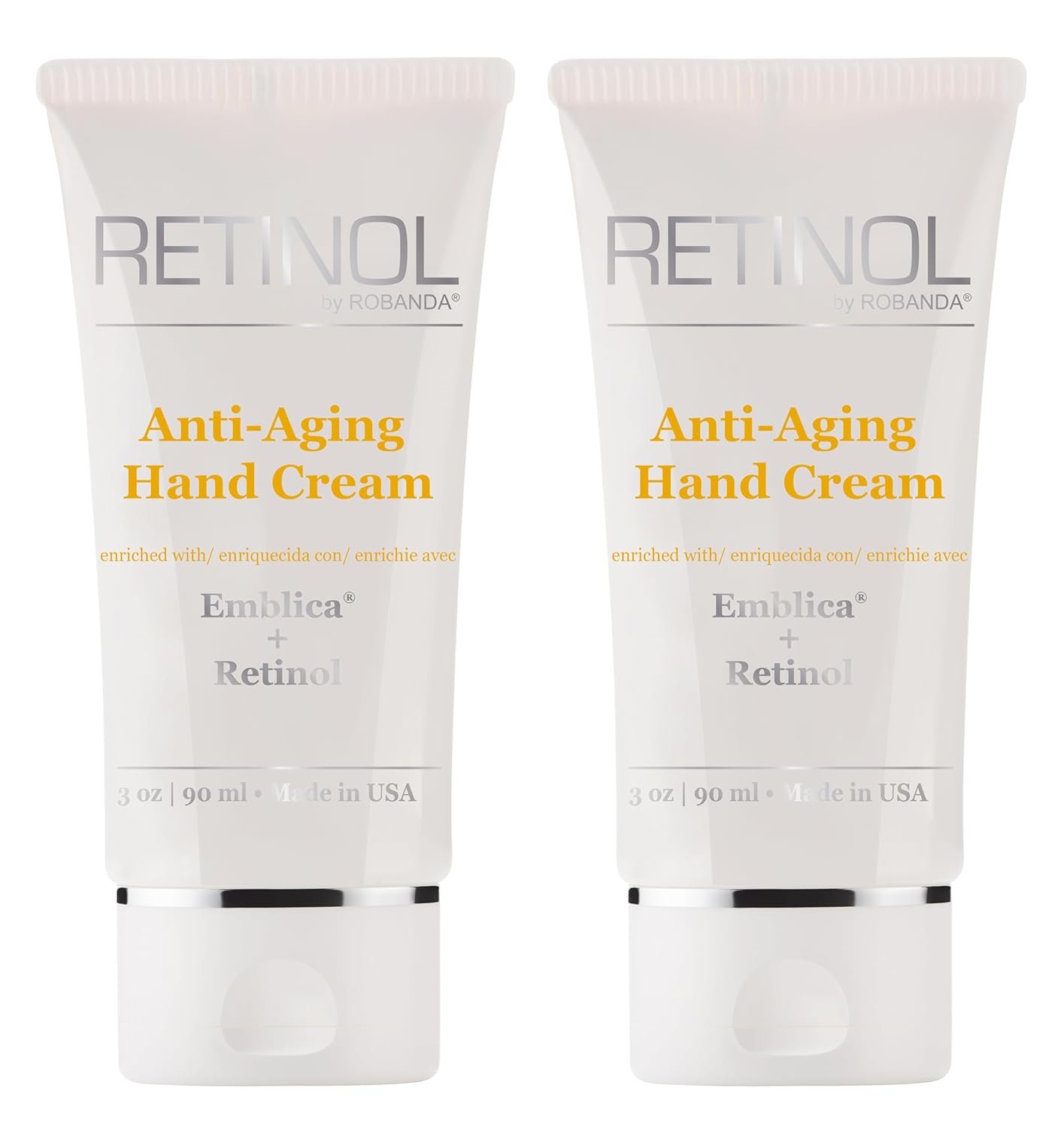 Robanda Retinol Anti-Aging Hand Cream – Hydrating & Moisturizing Hand Lotion with Anti-Aging Formula to Help Prevent Wrinkles & Reduce Fine Lines, 3 oz, 2 pack