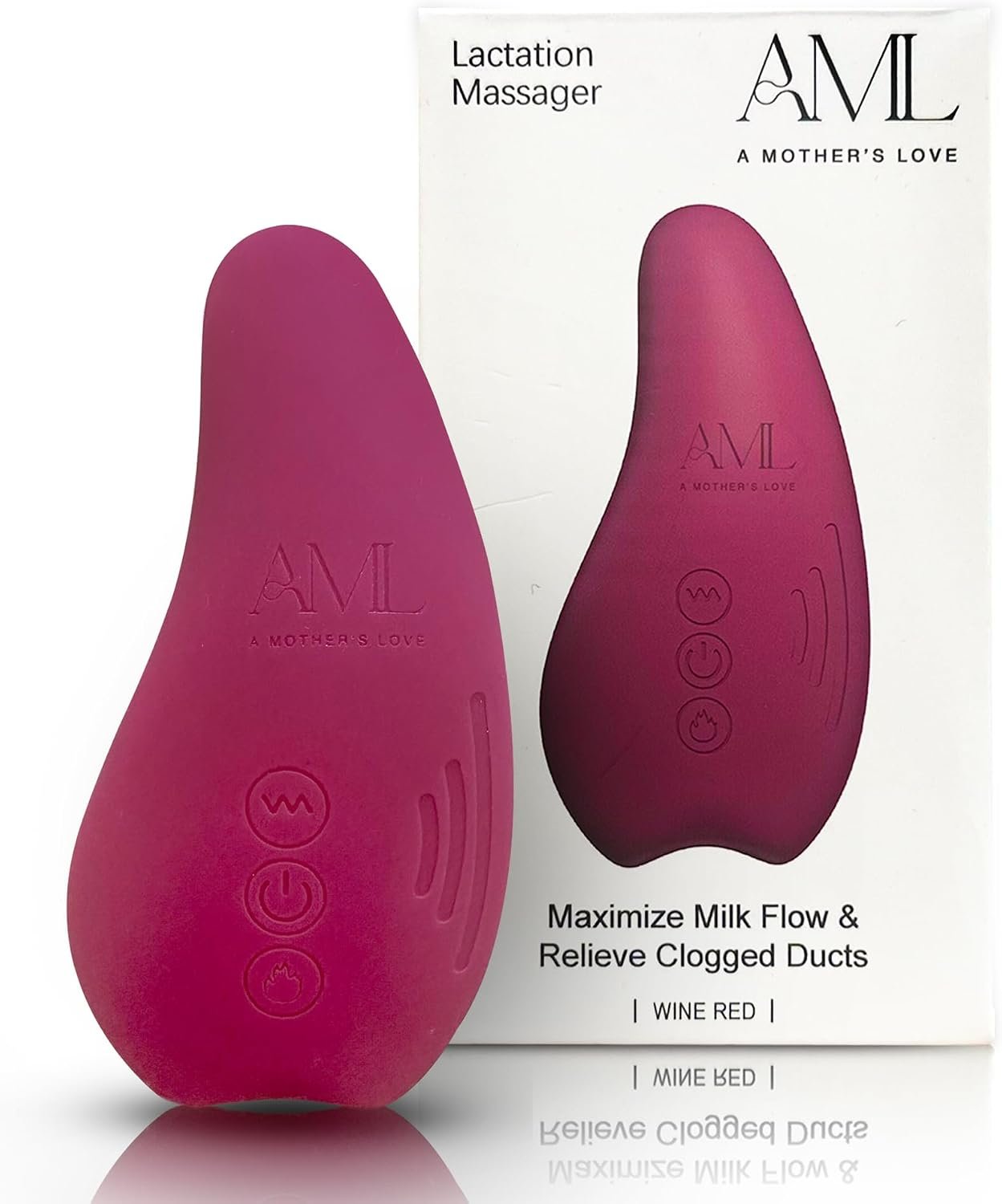 A Mother’s Love AML Lactation Massager for Milk Flow Enhancement, Relieve Clogged Ducts, Engorgement Relief (Wine Red1Pck)