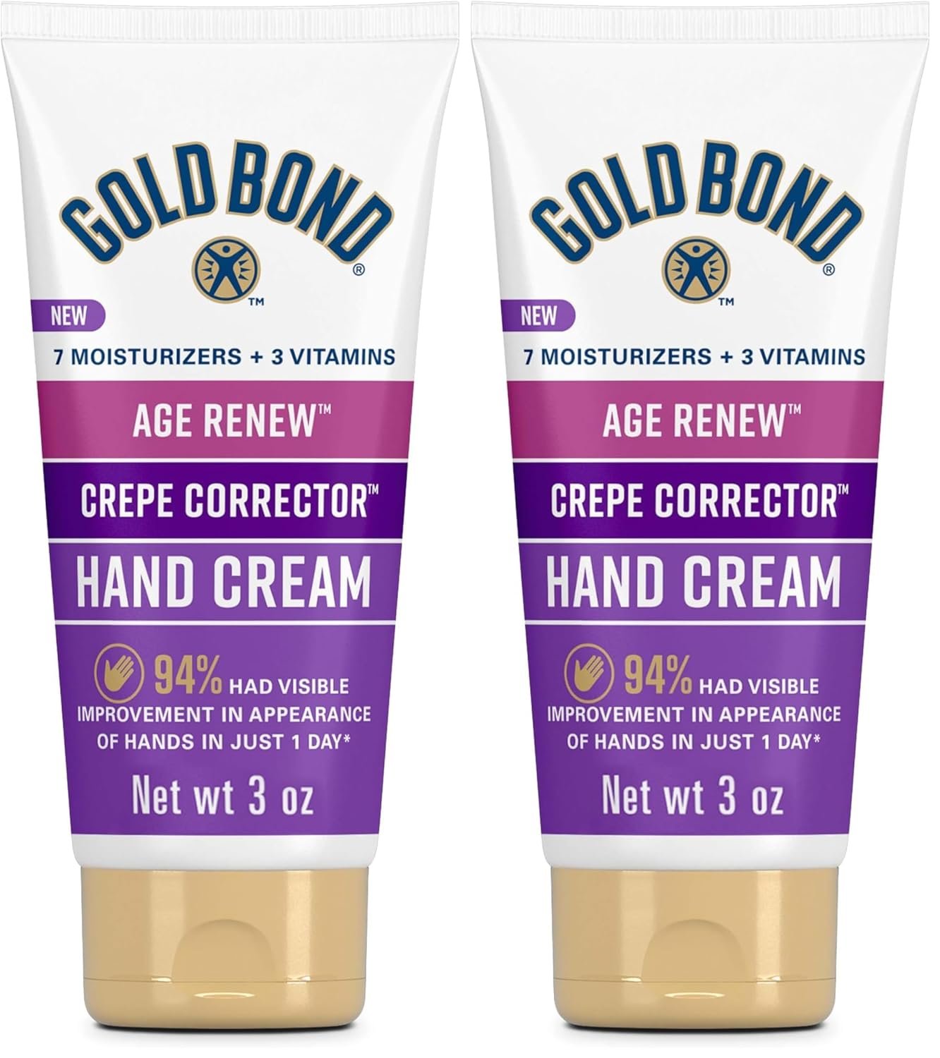 Gold Bond Age Renew Crepe Corrector Hand Cream, Replenishing & Smoothing Formula, 3 oz. (Pack of 2)