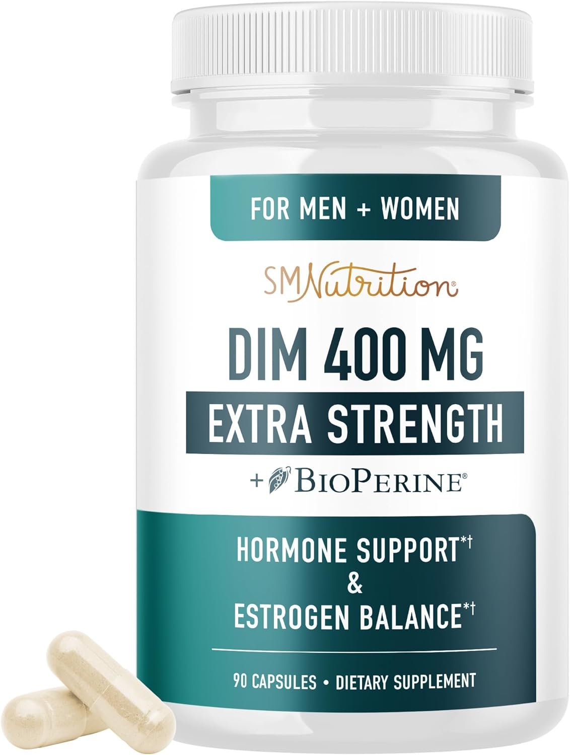 DIM Supplement 400MG Extra Strength | Hormone Balance for Men and Women | Menopause, Acne, Hot Flashes Relief, Prostate & Antioxidant Support | Third-Party Tested, Soy-Free, Gluten-Free | 90 Ct.