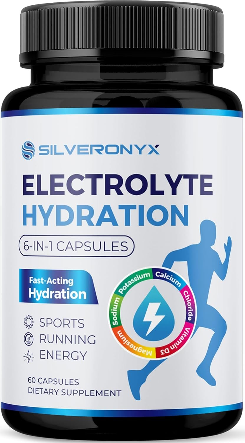 Electrolytes Supplement – Sugar Free, Advanced Hydration Complex with Sodium Chloride, Magnesium, Potassium, Calcium, Vitamin D3 – Best Hydrating Mineral Salt Pills – Vegan & Keto – 60 Capsules