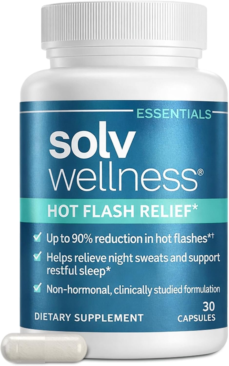 Solv Wellness Hot Flash Relief Supplement, Perimenopause & Menopause Support for Hot Flashes, Night Sweats & Sleep Disruption, 30 Capsules​