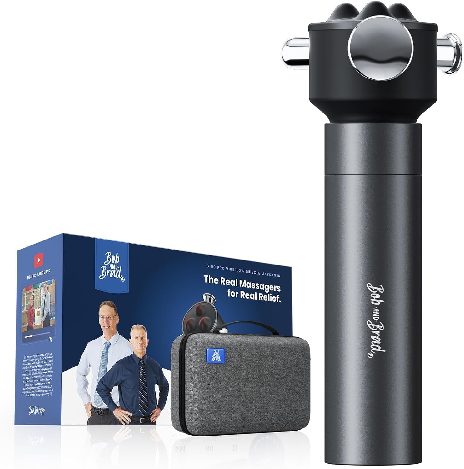 BOB AND BRAD VibeFlow Vibration Massager (Not Percussion), FSA-HSA Eligible Deep Tissue Handheld Therapy Massager Gun for Sensitive Joints, Fascia Release, Trigger Point, Full Body Relief & Recovery