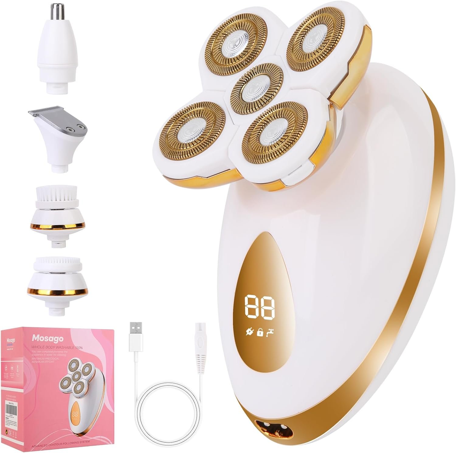 Electric Razors for Women, 5 in 1 Painless Rechargeable Dusk Shaver Womens, Women’s Shavers Everything, Lady Leg/Bikini/Face Hair Removal Products, Female Wet Dry Shaving Machine