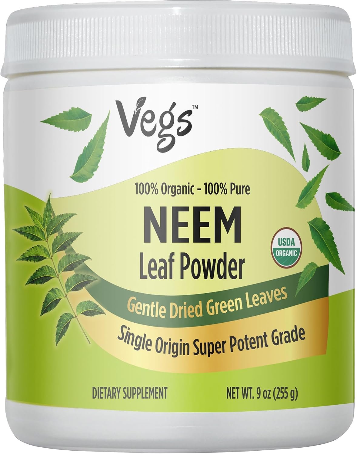 Organic Neem Leaf Powder – Freeze Dried True Green Neem Leaves Powder – Supports Hair Growth, Skin & Gut Health, Cleansing, Immunity – 9 oz