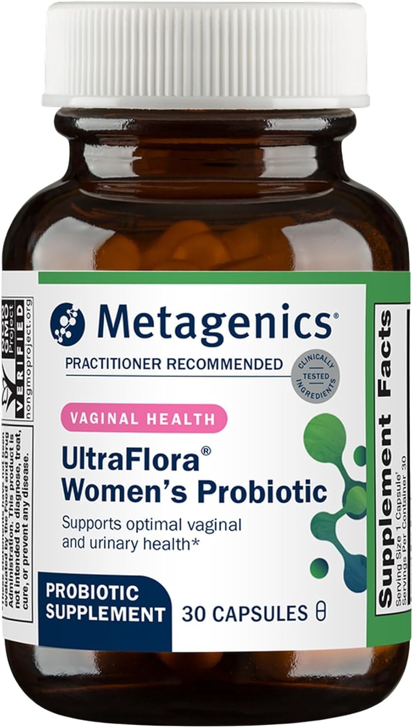 Metagenics UltraFlora Women’s Probiotic – Shelf-Stable Supplement for Vaginal Health, Yeast Balance & Urinary Comfort – with Lactobacillus GR-1 & RC-14 – Non-GMO – 30 Capsules