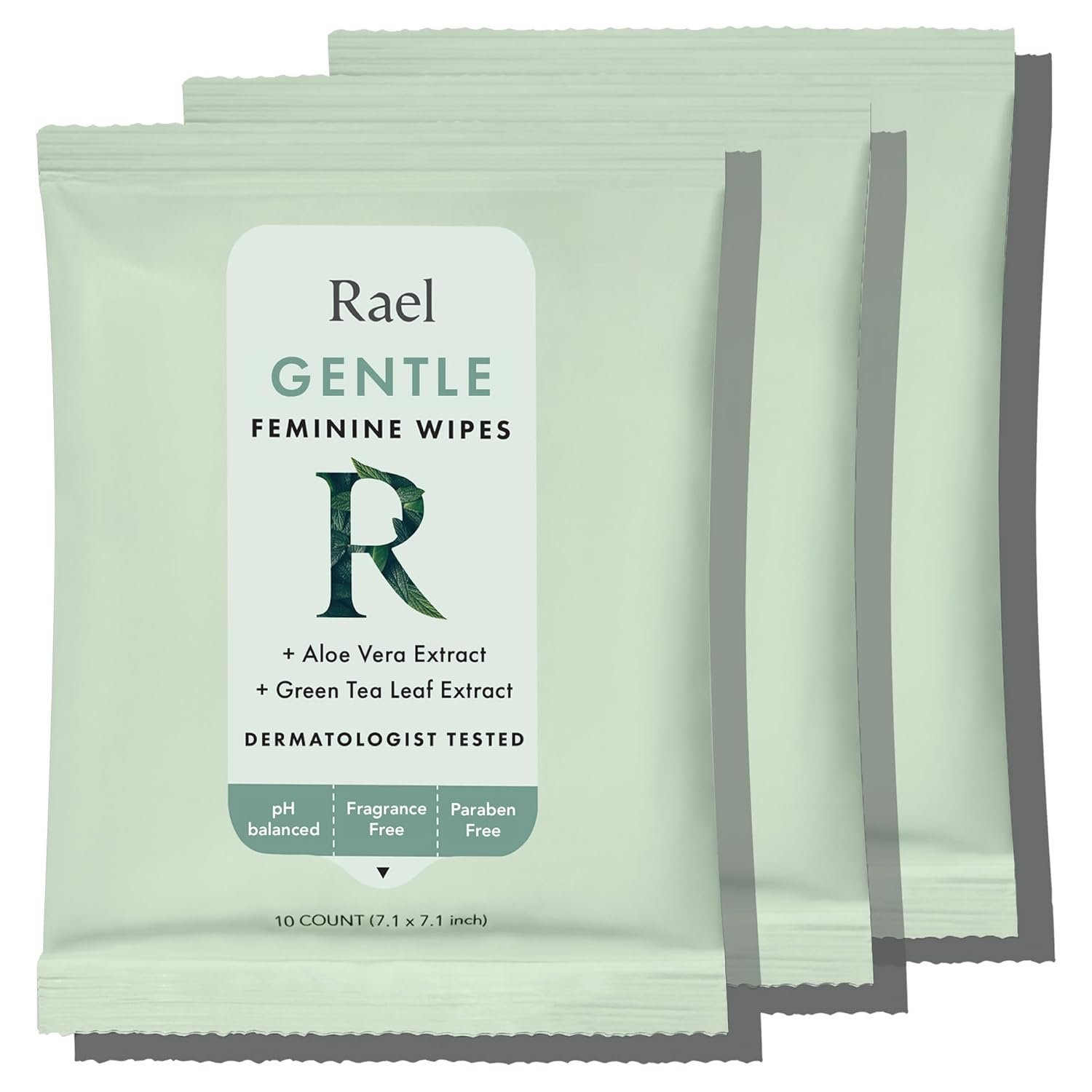 Rael Feminine Wipes, Flushable, Travel Size, All Skin Types, Daily Use (Gentle, 10 Count Pack of 3)