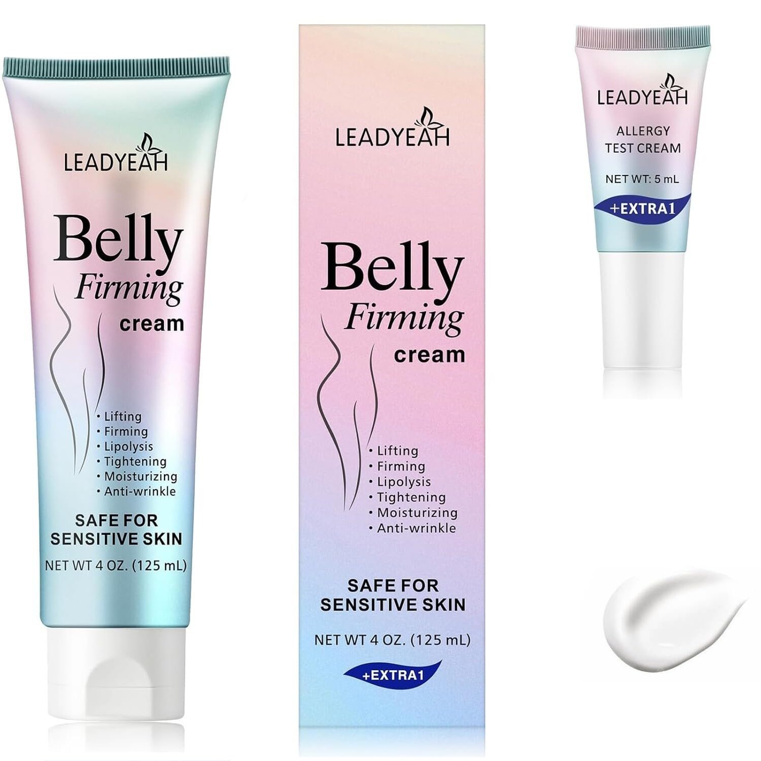 Firming Body Cream for Belly, Thighs & Butt, Hydrating Tightening Lotion for Women & Men, Body Moisturizer for Smooth, Toned Look Skin, Fast Absorbing Daily Care, 120 ml