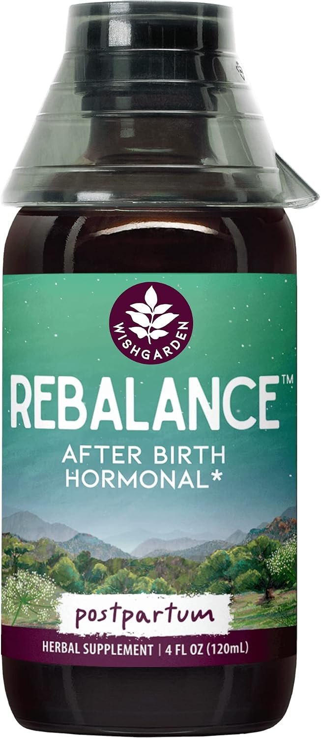 WishGarden Herbs ReBalance After Birth Hormonal, Postpartum Hormone Balance Supplement, Vitex Berry, Motherwort & St. John’s Wort Tincture, Supports Mood & Hormonal Rebalancing, 4oz