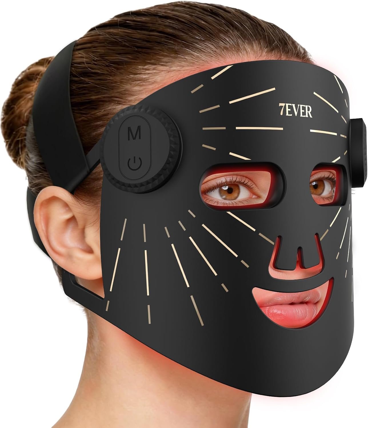 Red Light Therapy for Face,4 Modes Portable LED Face Mask, Red and 850nm Infrared Light Mask,15-Min Timer，256 LED Beads,Rechargeable for At-Home & Travel