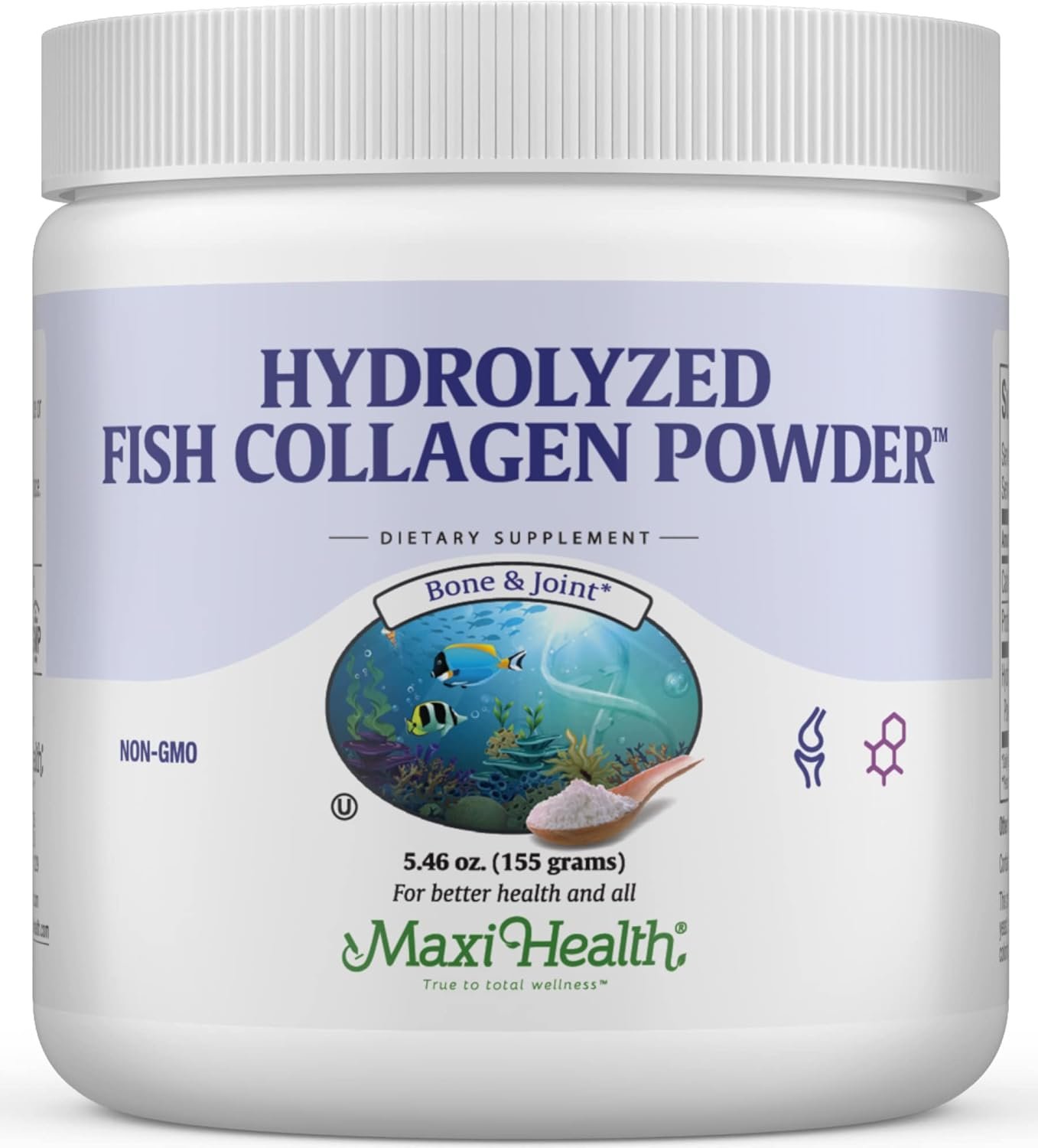 Maxi Health Collagen Peptides Powder – Type I Unflavored Marine Powder Collagen for Women & Men – Wild-Caught Protein Supplement for Joints, Skin, Hair & NailNails (5.46 oz)