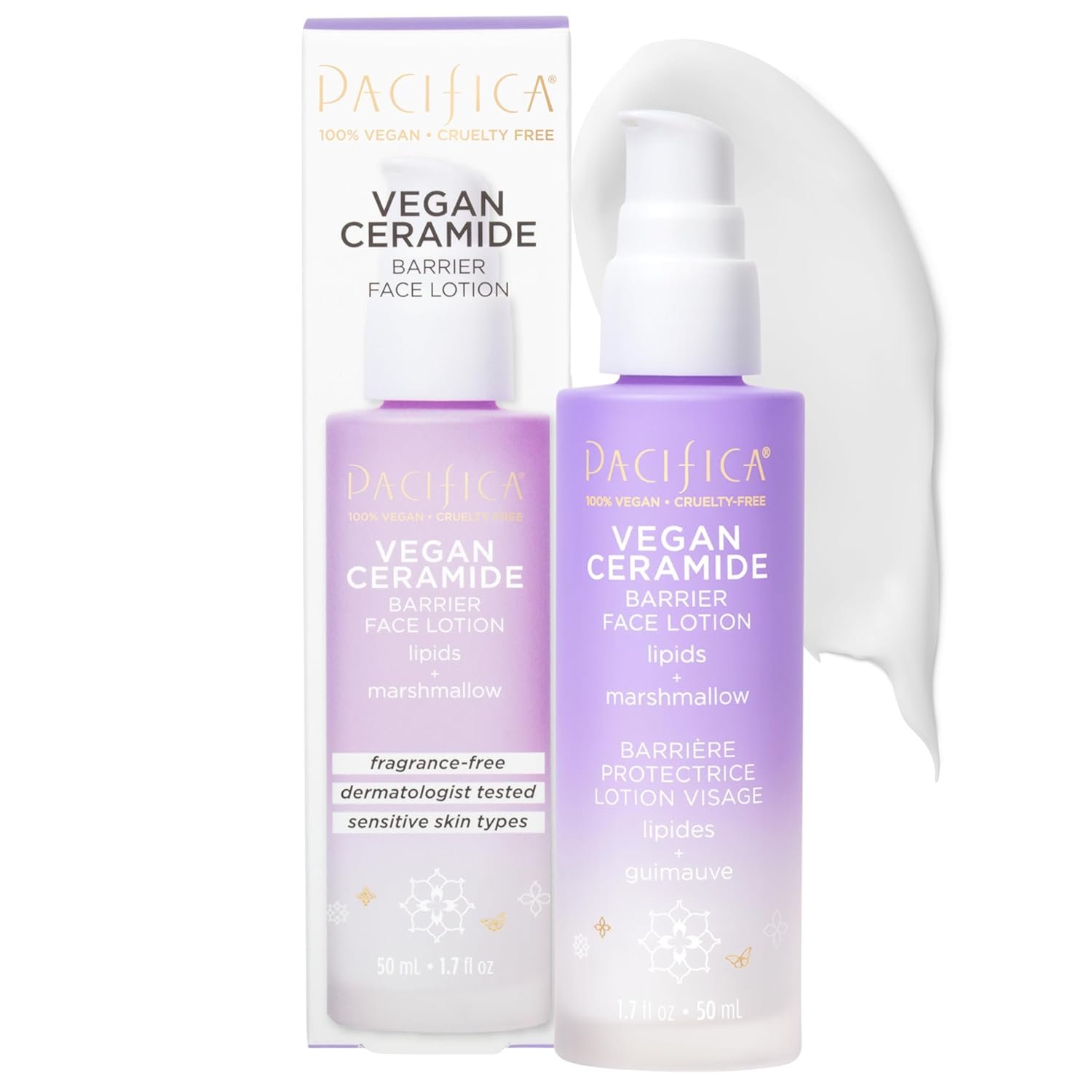 Pacifica Vegan Ceramide Barrier Repair Face Lotion, Hydrating, Lightweight Moisturizer, For Dry Skin, Dermatologist Tested, Safe for Sensitive Skin, Fragrance Free, 100% Vegan + Cruelty Free