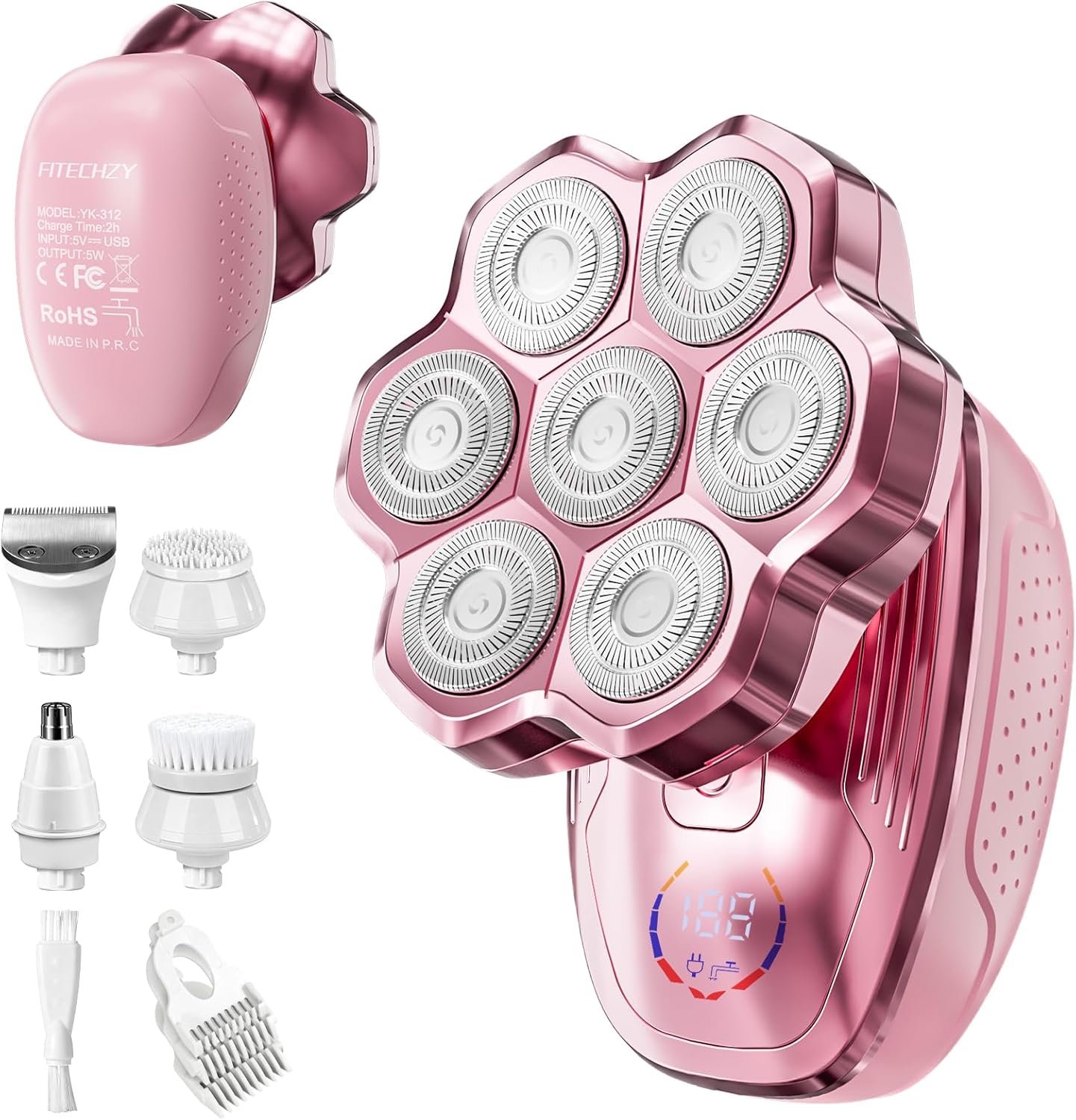 Electric Razors for Women Legs, 5-in-1 Electric Shaver for Women & Body Shaver, Waterproof Wet/Dry 7-Blade Women’s Electric Shaver with Womens Facial Hair Shaver for Lady Face Underarms Public