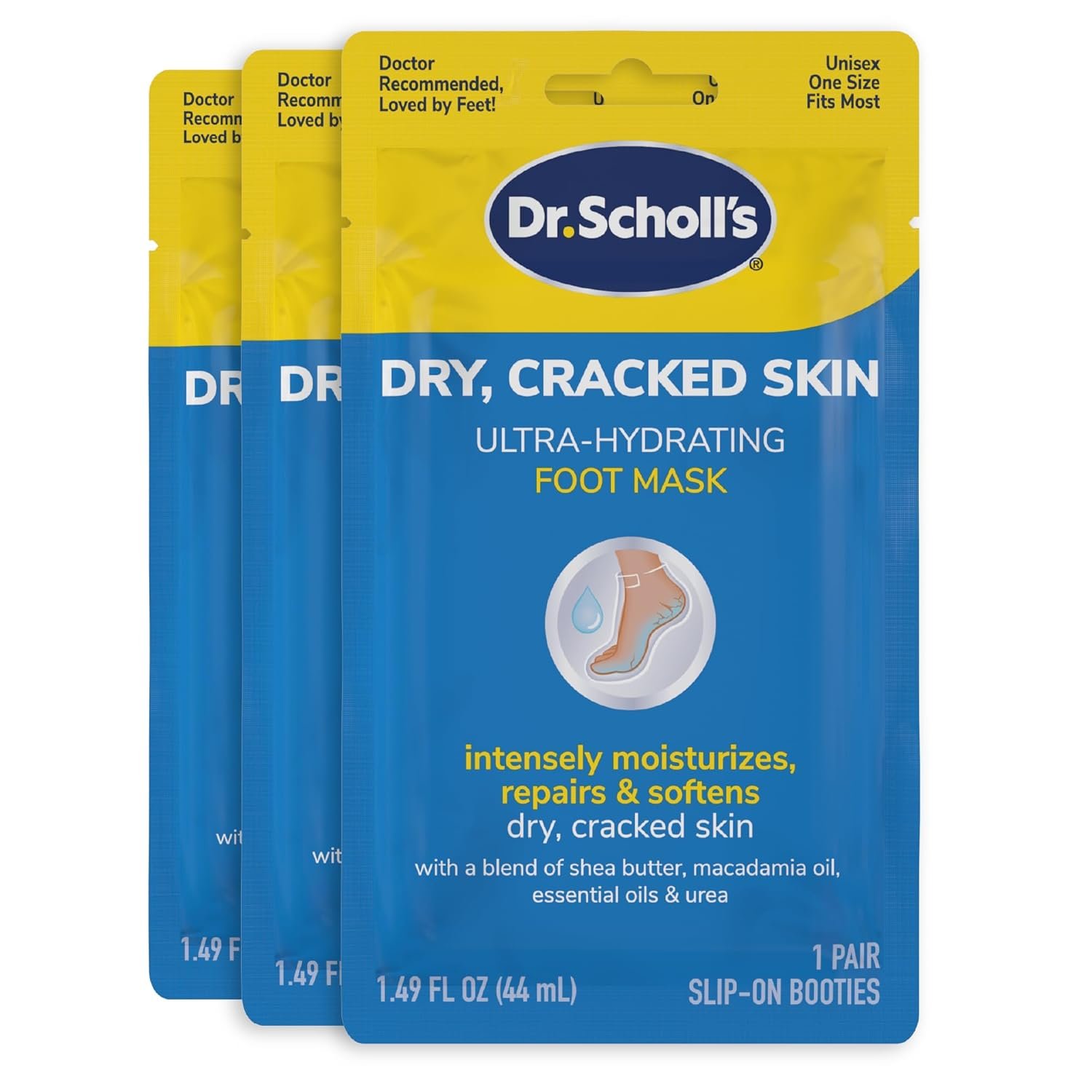 Dr. Scholl’s Dry, Cracked Skin, Ultra Hydrating Foot Mask, 3 Pairs Moisturizing Socks: Intensely Moisturizes Repairs and Softens Rough Dry Skin with Urea & Essential Oils for Dry Cracked Feet