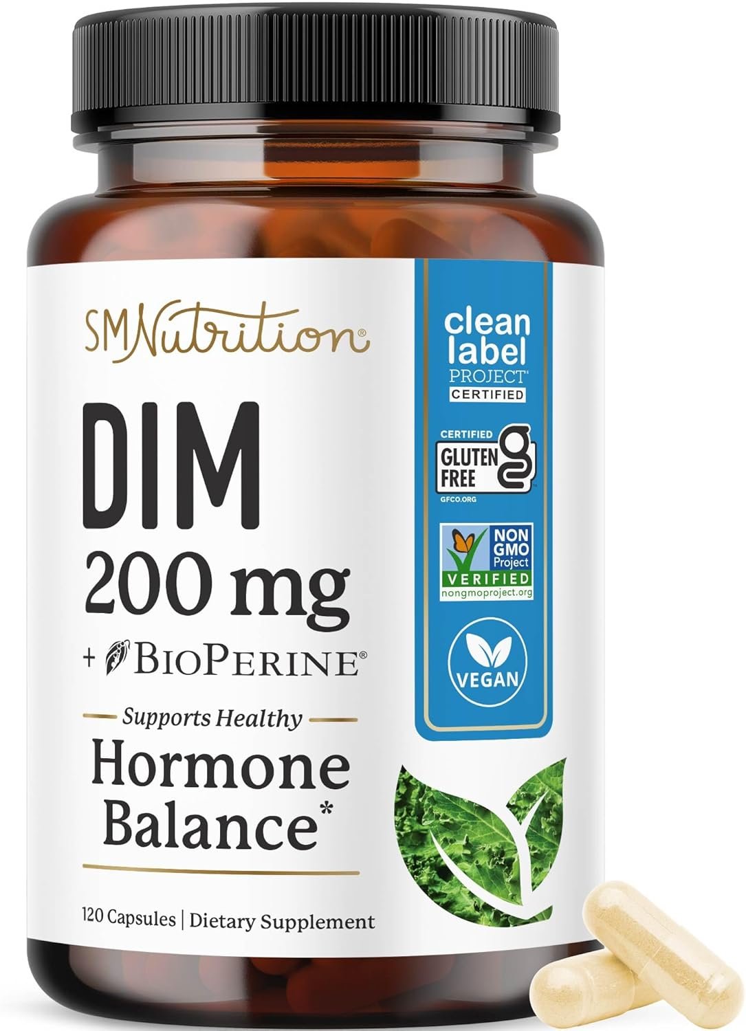 DIM Supplement 200 mg (120 Ct) | Estrogen Balance for Women & Men | Hormone Balance, Hormonal Acne Supplements, Menopause, Antioxidant & PMS Support | Doctor-Formulated & Non-GMO | 4 Month Supply