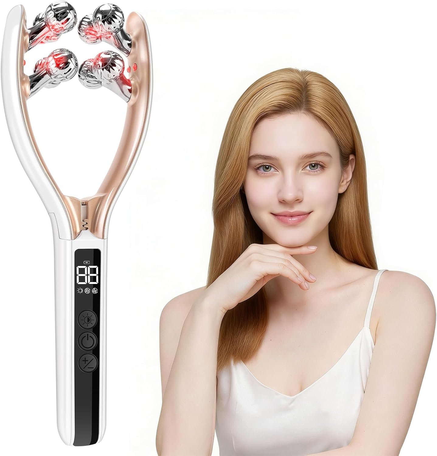 Face Massager Tool with Red Light, Face Sculpting Tool & Facial Roller for Women, Rechargeable Jawline Shaper and Neck Massager, Face Slimmer Beauty Device for Face Neck Portable Skin Care Tool