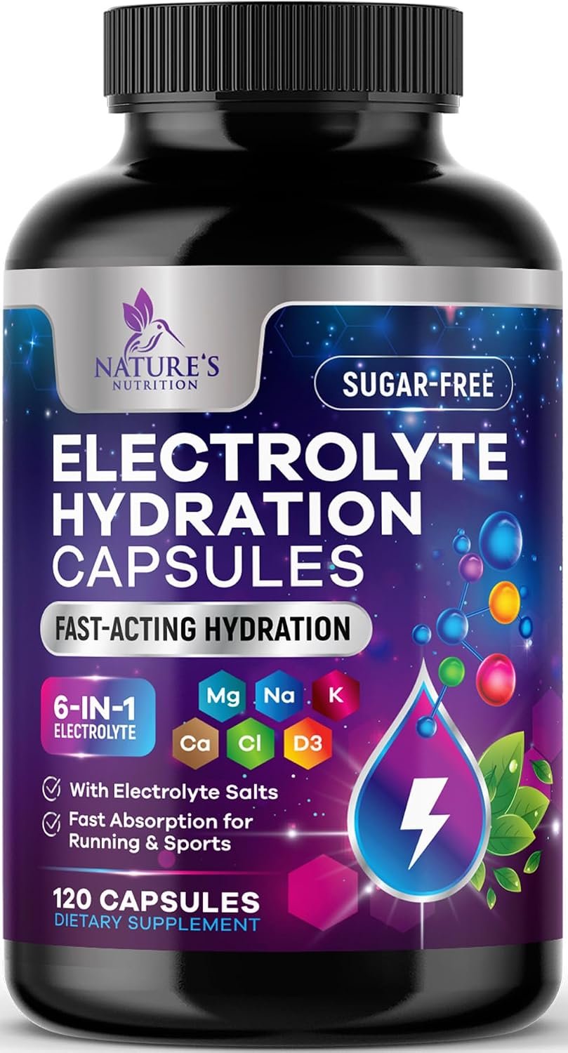 Electrolyte Salt Capsules – Keto Friendly Rehydration Recovery Supplement – Hydration with No Sugar and 6 Replacement Electrolytes: Magnesium, Sodium, Potassium, and More – USA Bottled – 120 Capsules