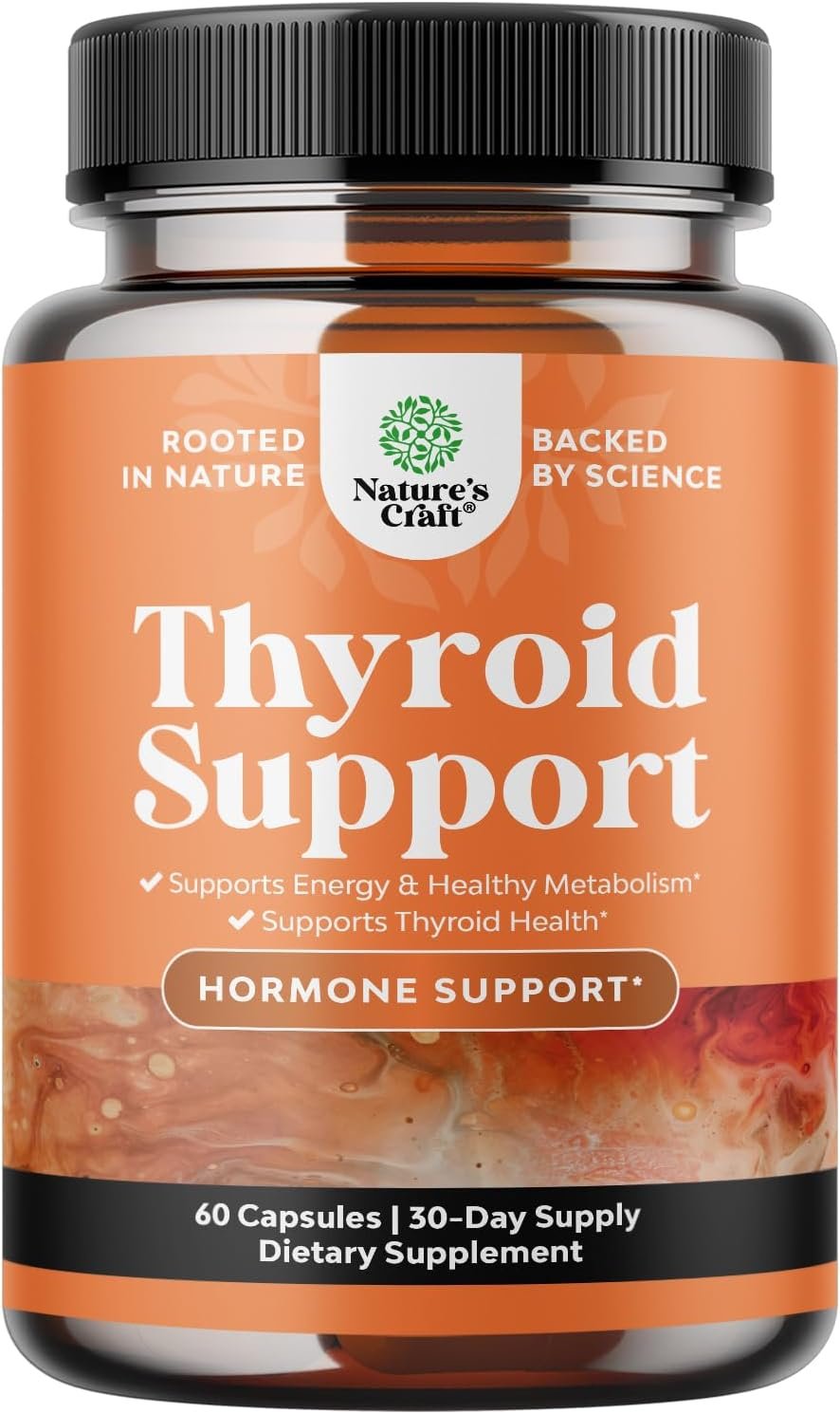 Natures Craft Herbal Thyroid Support Complex – Potent Kelp Iodine Supplement with L Tyrosine, Bladderwrack, Selenium & Ashwagandha for Hormone Balance – Mood & Energy Dietary Pills – 60 Count