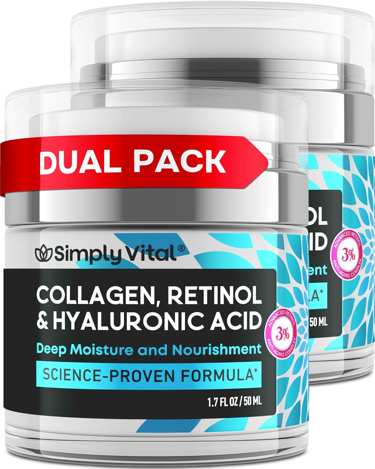 Anti-Aging Face Moisturizer with Retinol, Collagen & Hyaluronic Acid – Moisturizer Face Cream for Women & Men – Visibly Firming & Hydrating Neck Cream – Day & Night Skin Care – 1.7 fl oz (Pack of 2)