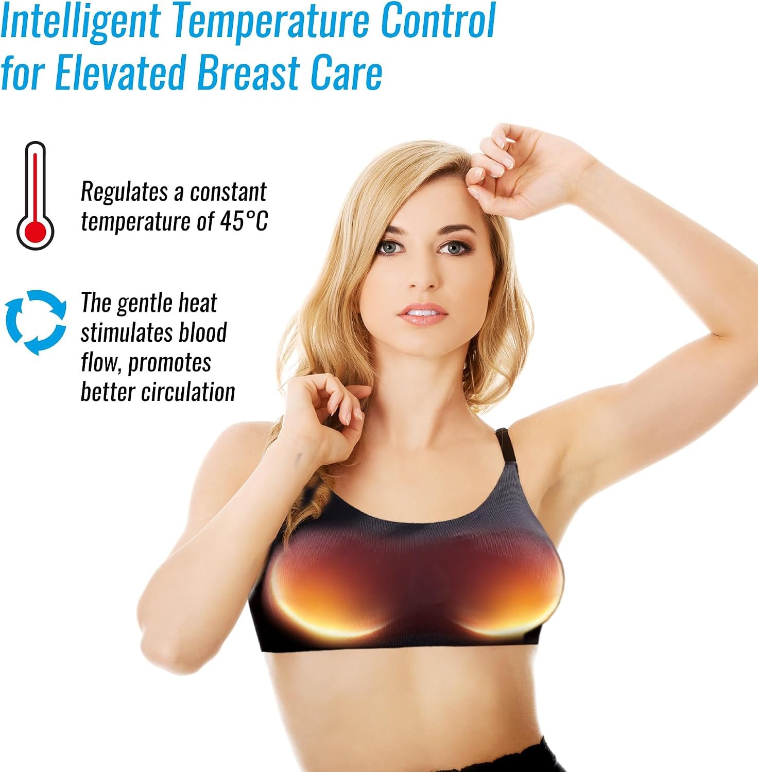 Heated Breast Massager Bra – USB Rechargeable Chest Enlargement Growth Stimulator – Electric Heating & Vibrating Bust Enhancement Massage for Women Self Care – Wireless Feminine Breast Lift Enhancer