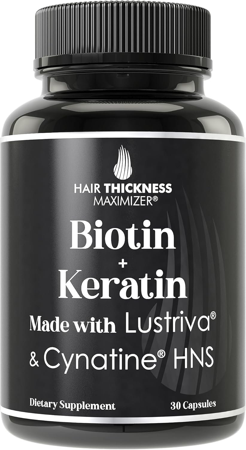 Lustriva Hair Growth Supplement + Cynatine HNS Keratin – 2 Clinically Proven Ingredients in 1 Capsule. Biotin 10000mcg and Soluble Keratin. Vitamins for Hair & Skin. Supplements for Women & Men