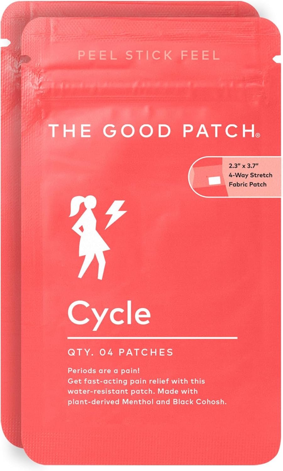 The Good Patch Cycle Period Pain Patch for Cramps, Natural Patch with Menthol, Black Cohosh, Plant Powered Wearable Wellness, Large Sized (8 Total Patches)