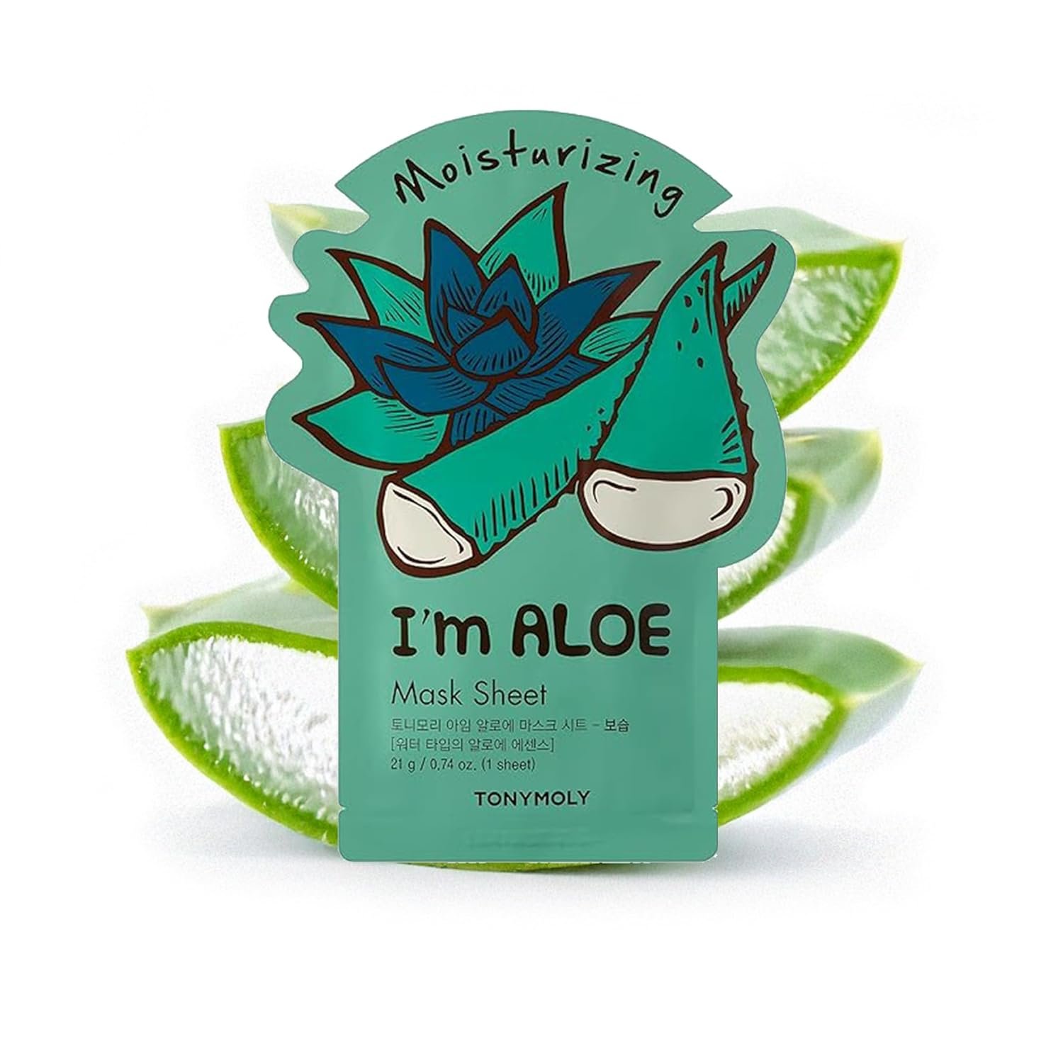 TONYMOLY I’m Real Aloe Sheet Mask, 1 Count – Korean Skincare Face Mask with Aloe Vera Extract for Hydration & Soothing – Moisturizing, Nourishing Facial Mask for Soft, Refreshed, Healthy Skin
