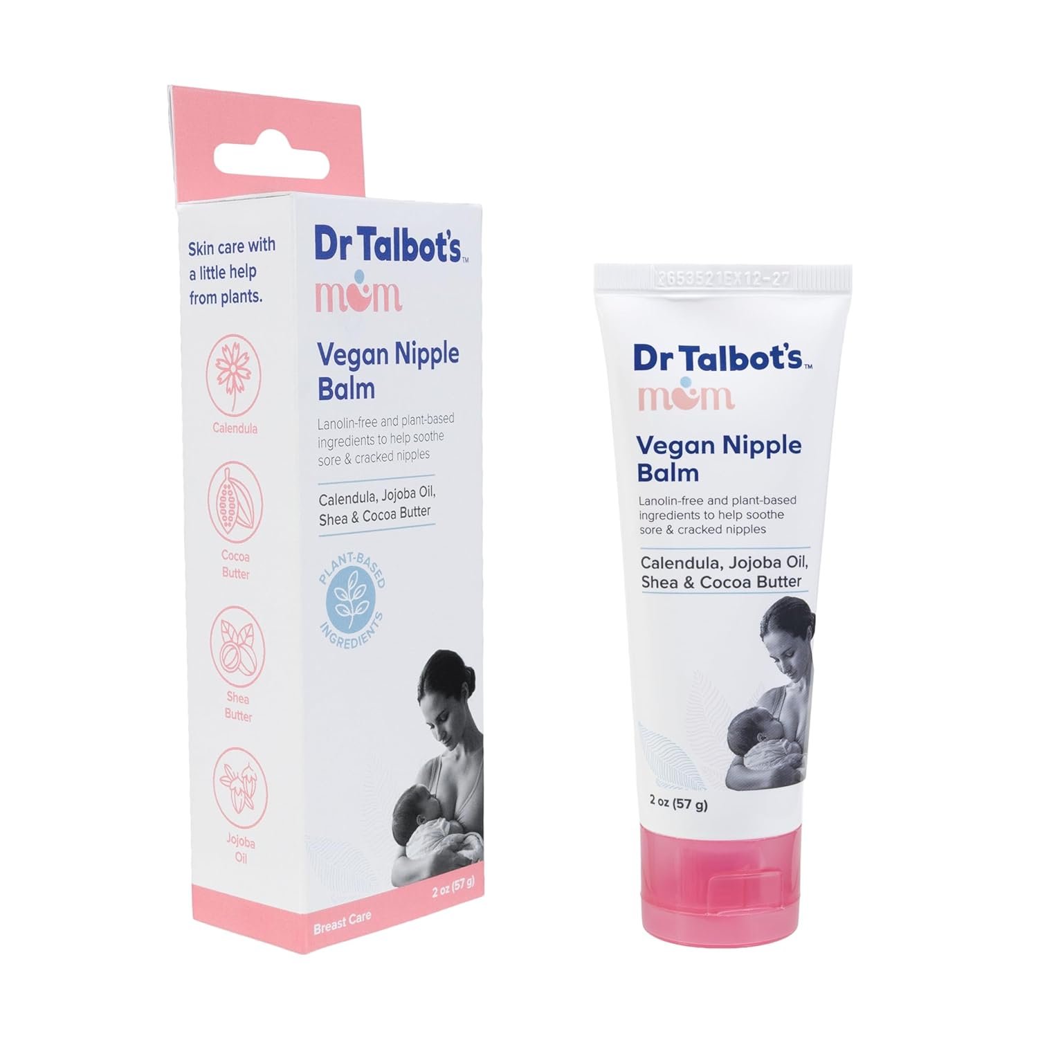 Dr. Talbot’s Mom Vegan Nipple Balm for Breastfeeding Mothers – 2 oz – Lanolin-Free, Plant-Based Nipple Cream – Made with Calendula, Jojoba Oil, Shea & Cocoa Butter – Soothing Care for Nursing Moms